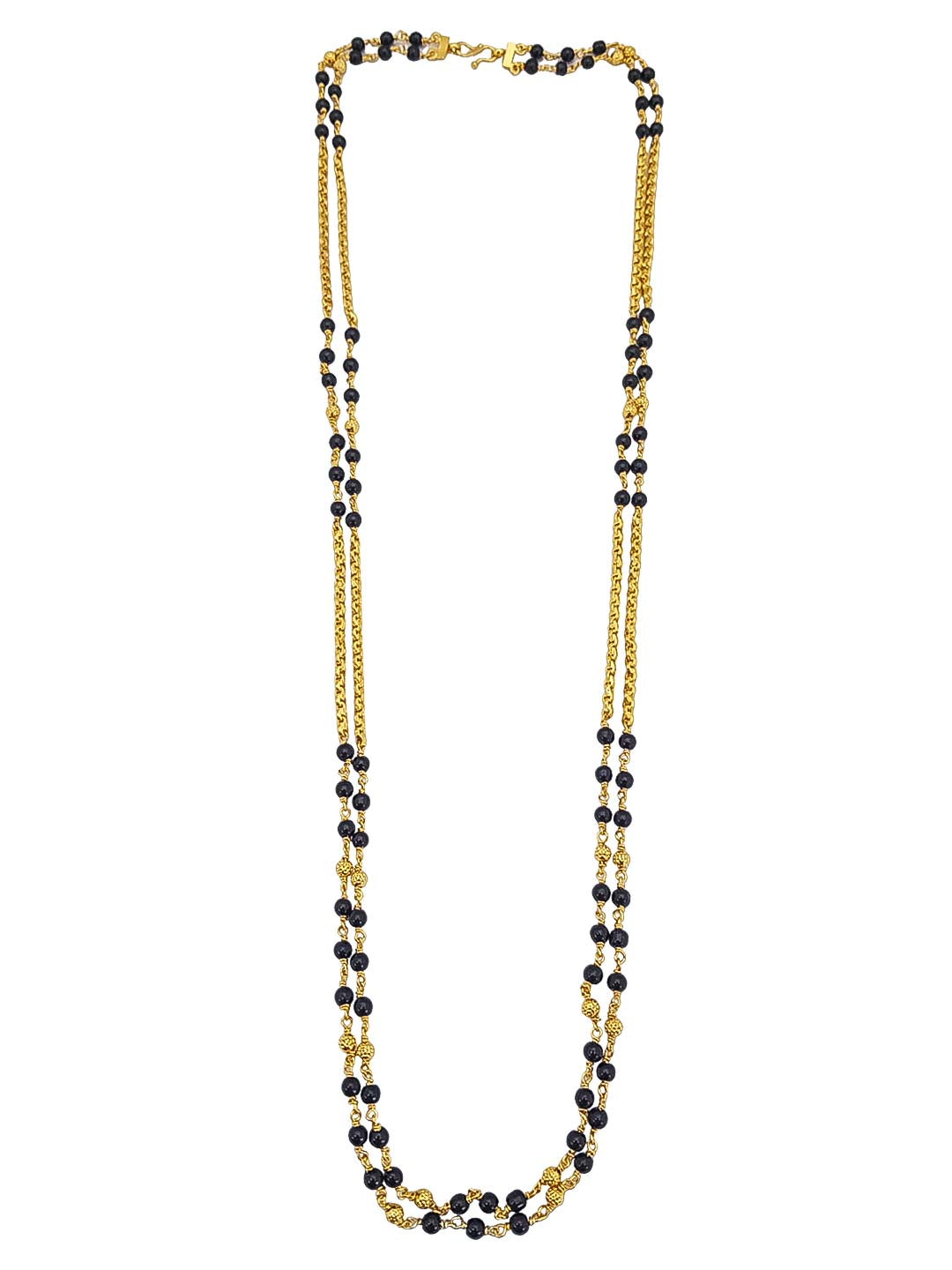 1 gm Microgold plating Black beads chain 30 inches 17354N