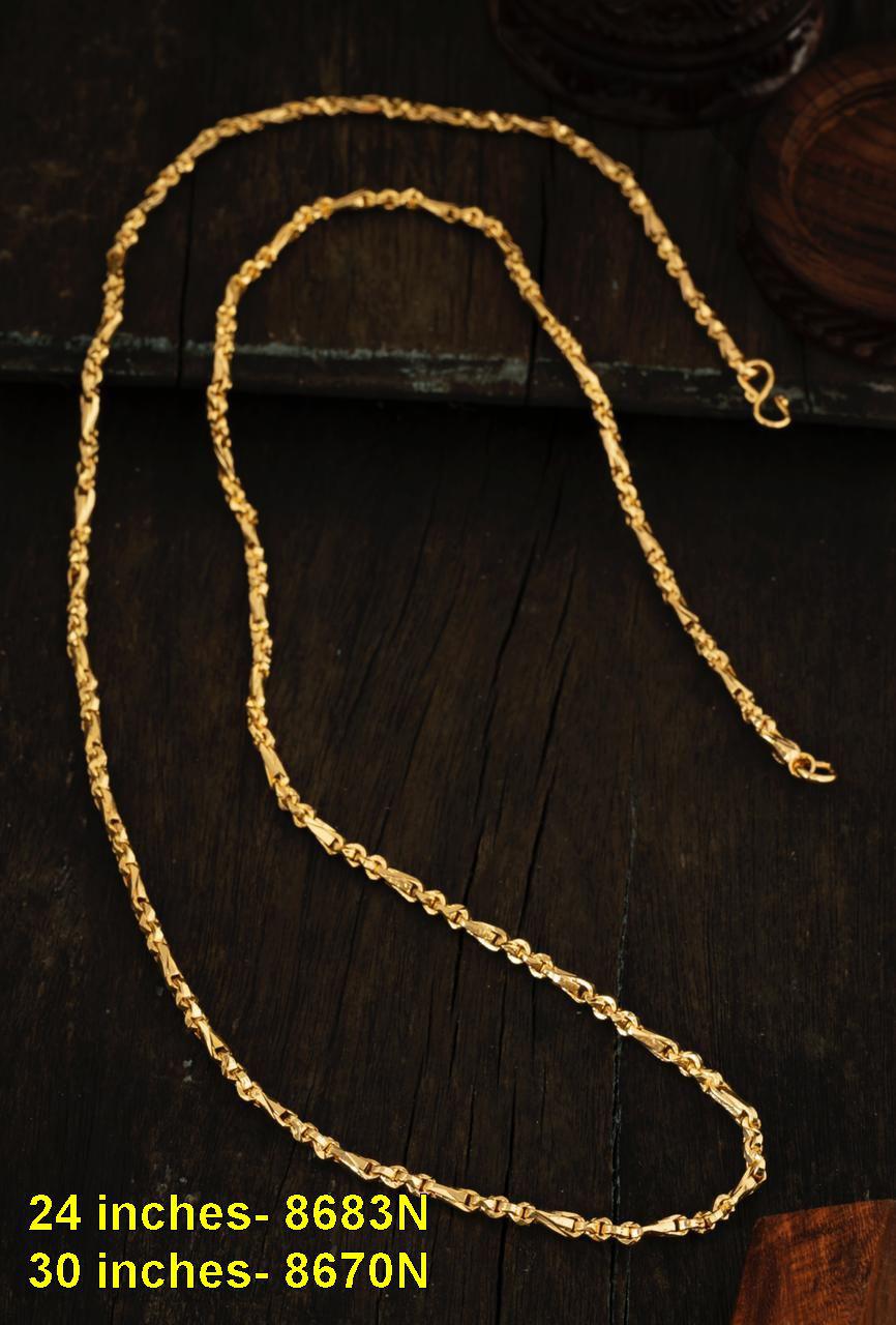 23.5k Guaranteed Micro Gold Plated Plain Chains 8683N-Chains/Mangalsutra-Griiham-24 inches-Griiham