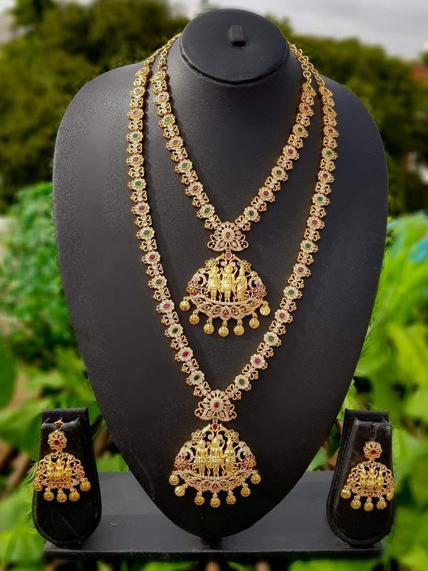 Gold finish Ram parivar long /grand Har Aram/Haram necklace C