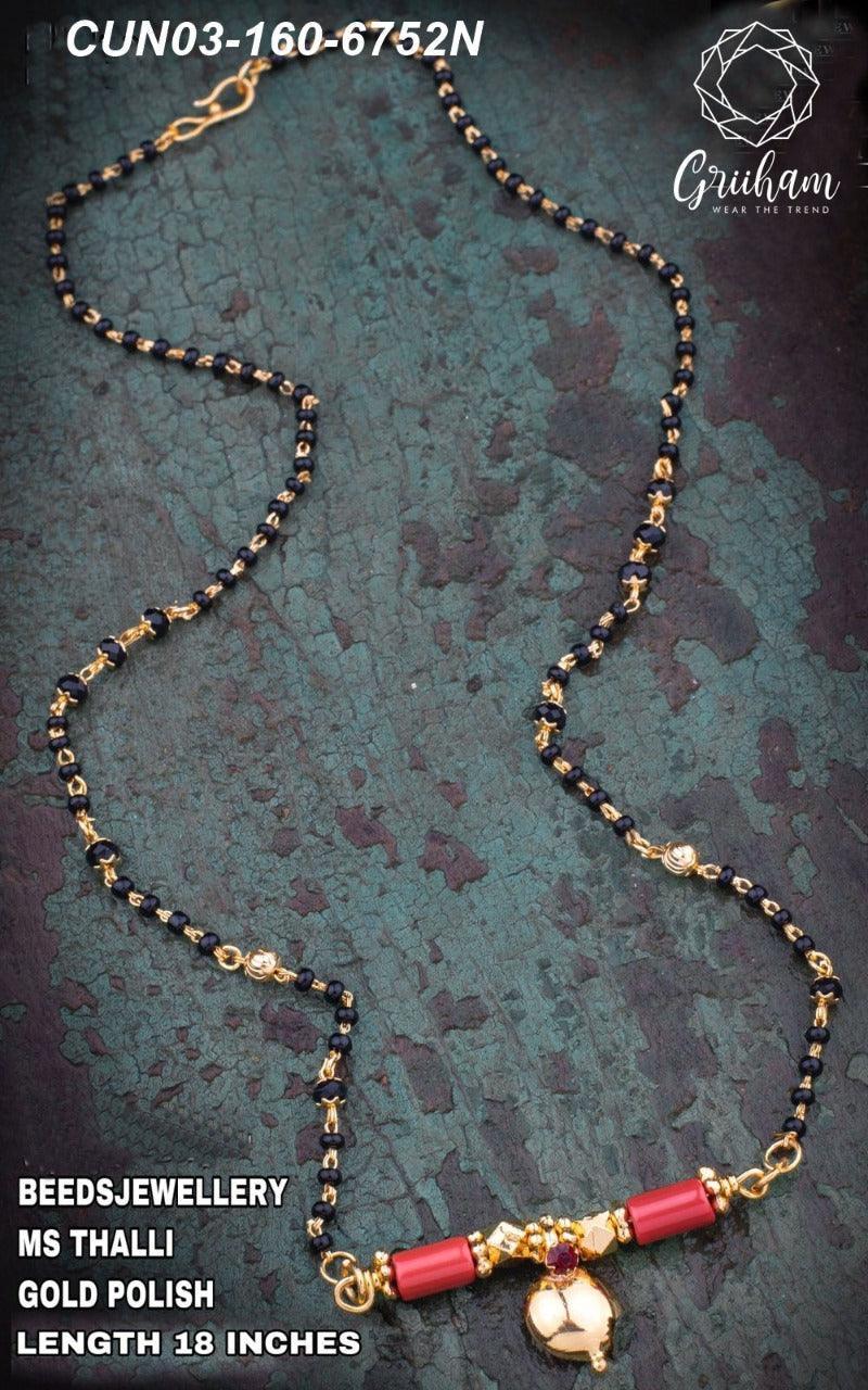 Gold finish guaranteed microplated Coral thali chain mangalya m