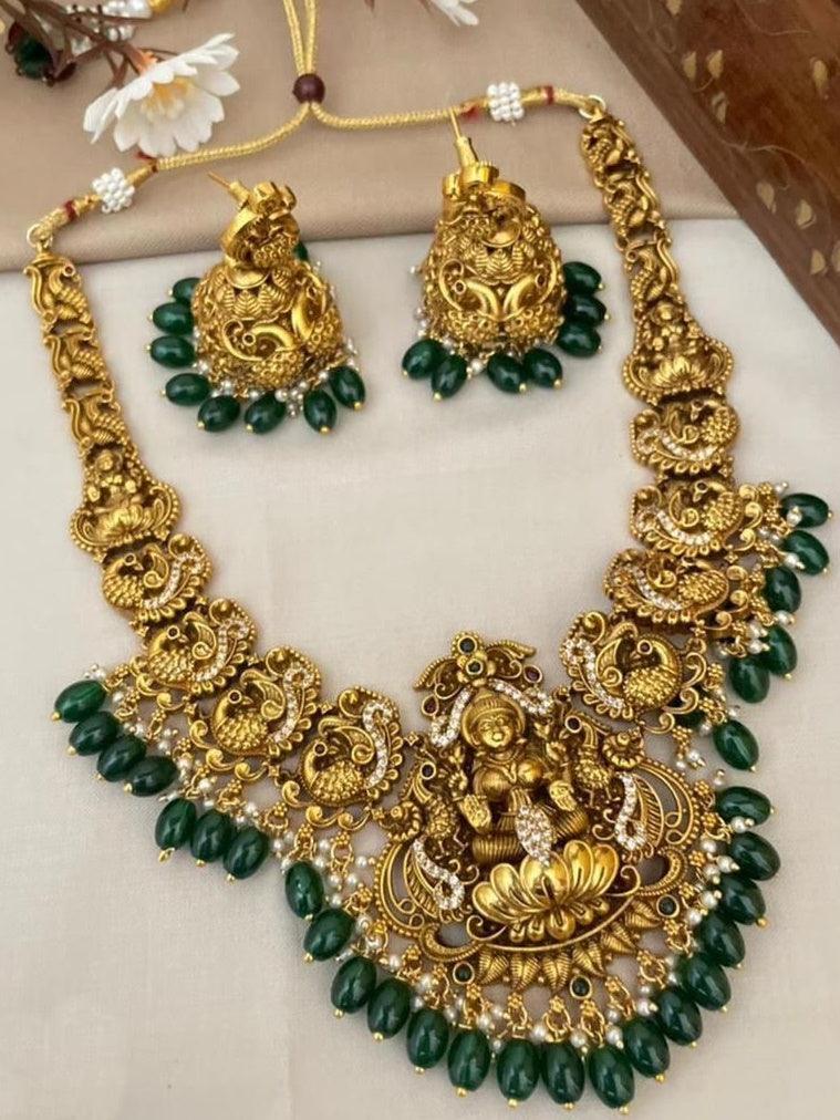 Premium Quality Gold Plated Short Temple Bridal Necklace Set – Griiham