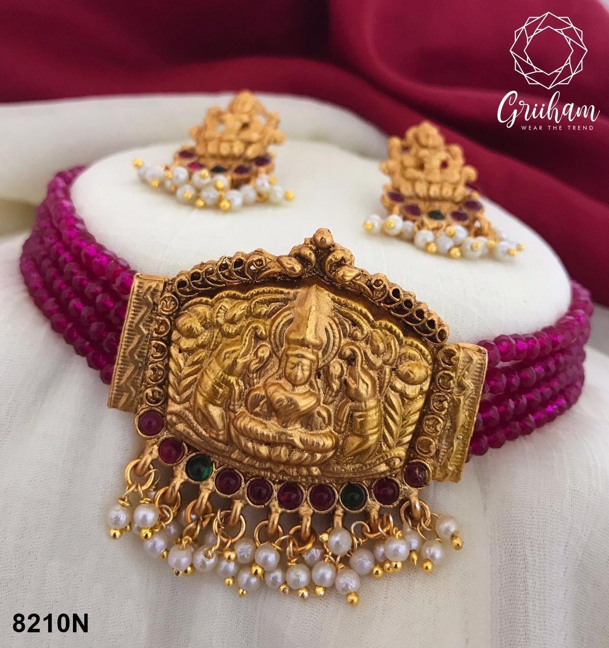 Antique Finish Best seller Laxmi choker necklace Set 8210N – Griiham