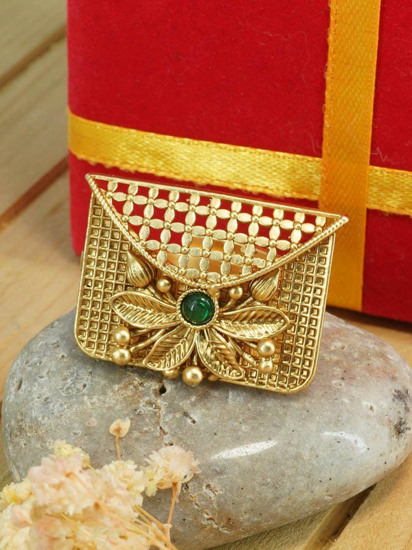 Antique Gold Plated Adjustable Size Designer Finger ring with