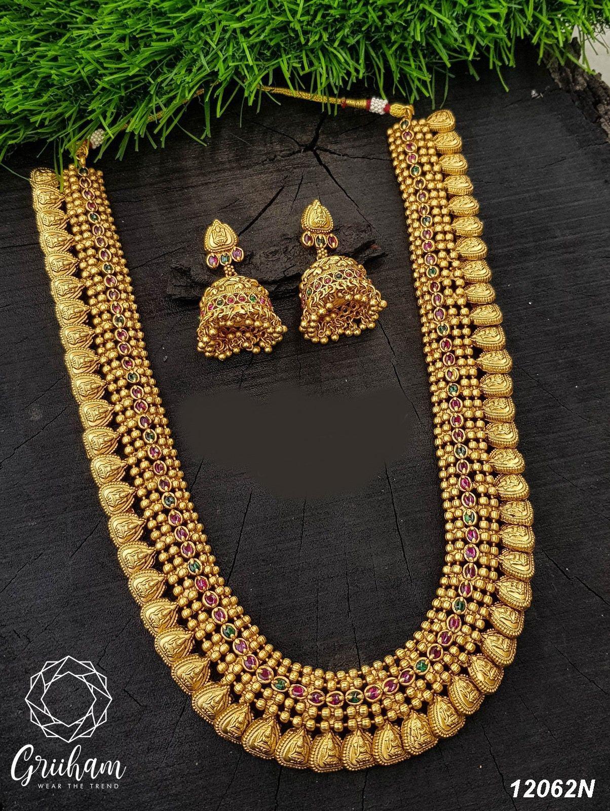 Antique finish 1st premium quality Ruby haram/Long necklace set 12062N