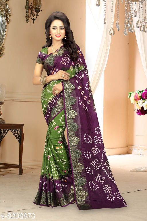 BANDHANI SAREE Art Semi-silk With Bandhni Zari Saree 15578N