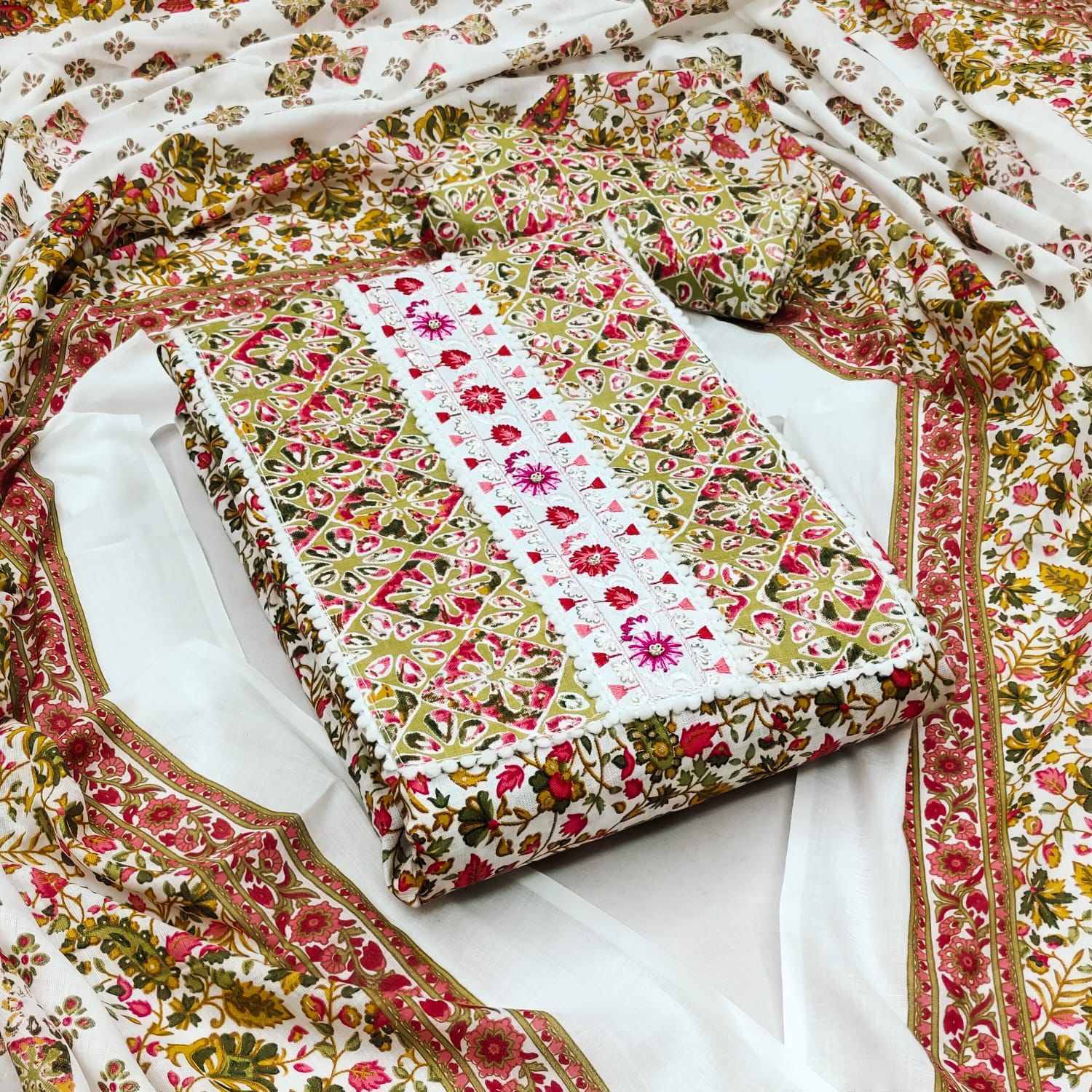 Cotton Kalamkari Dress Material For Women 14334N