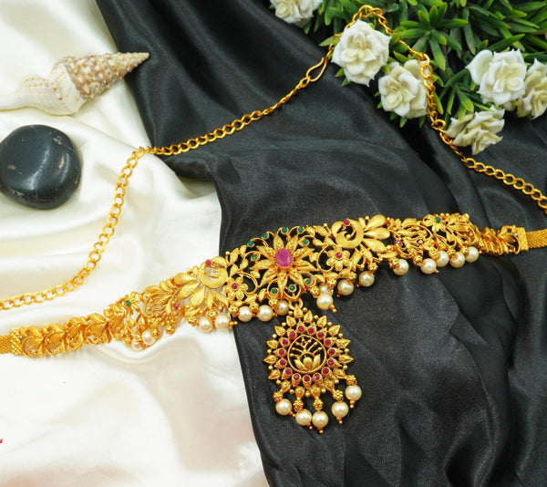 Waist Belt Kamar Belt Ki Design Designer Antique Gold Finish Free Size  Vodiannam/Waist Belt