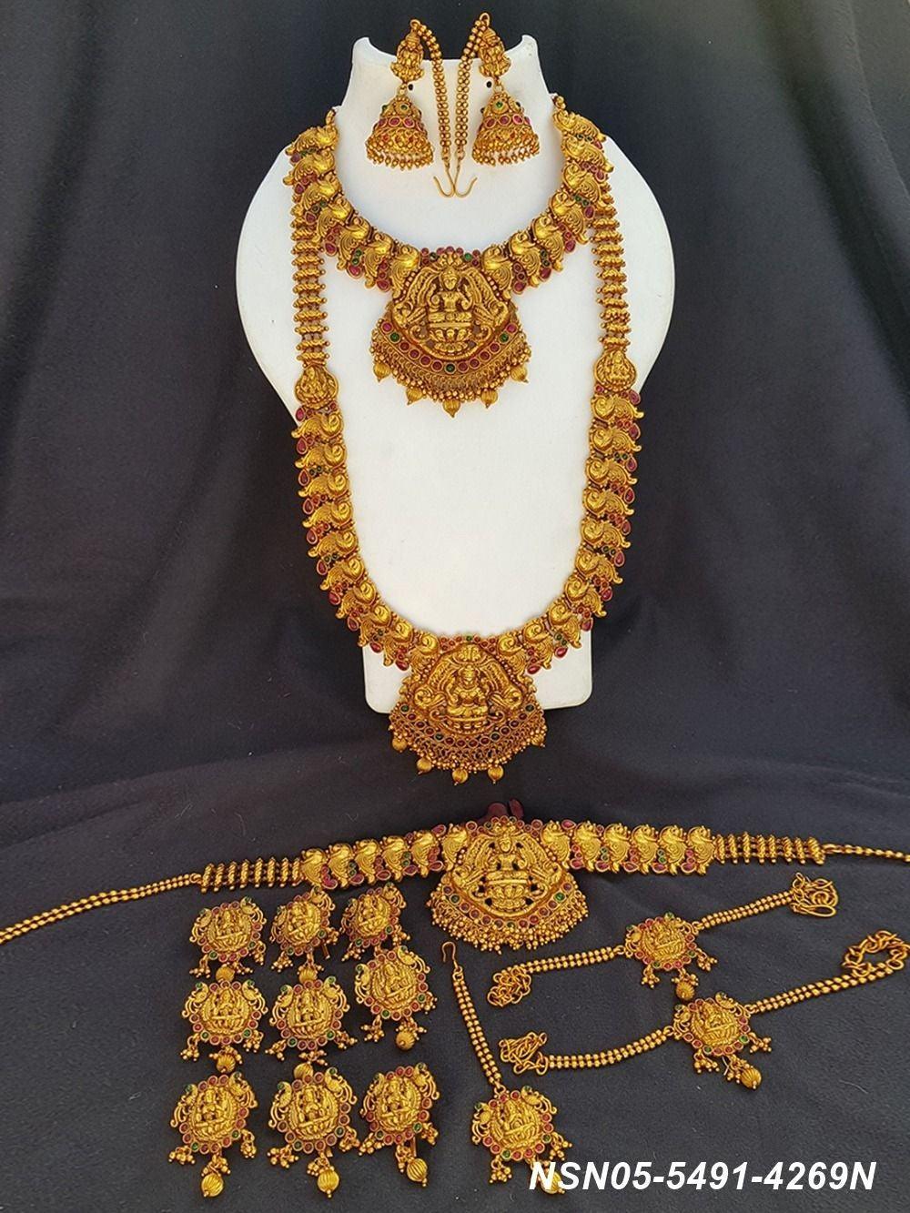 Buy Gold plated Imitation Jewelry Laxmi Ruby Set combo Online Griiham