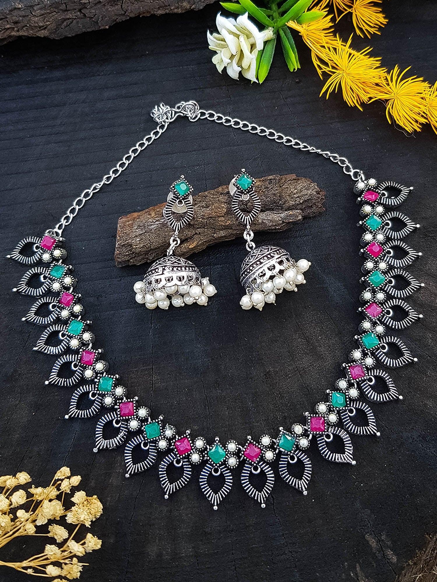 German Silver Oxidized Jewellery Sets Online Buy Silver Plated