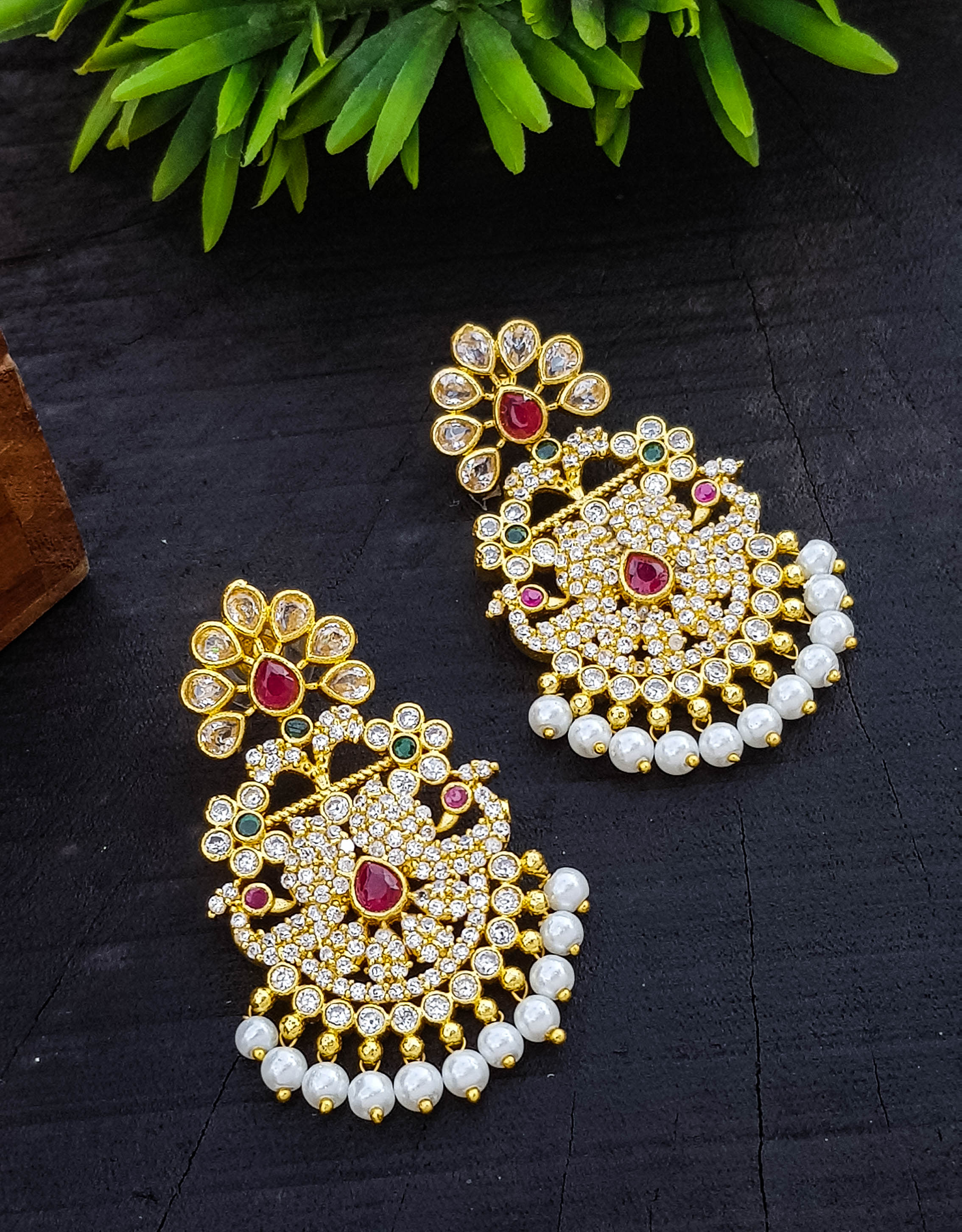 Gold Plated Jhumki with fancy Stones 19228N