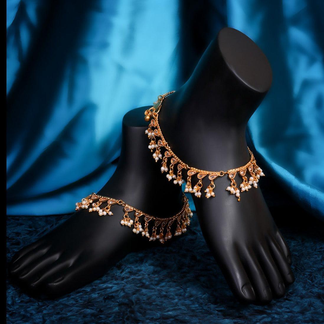 Gold Plated Kundan Multi color Payal Anklet – Griiham