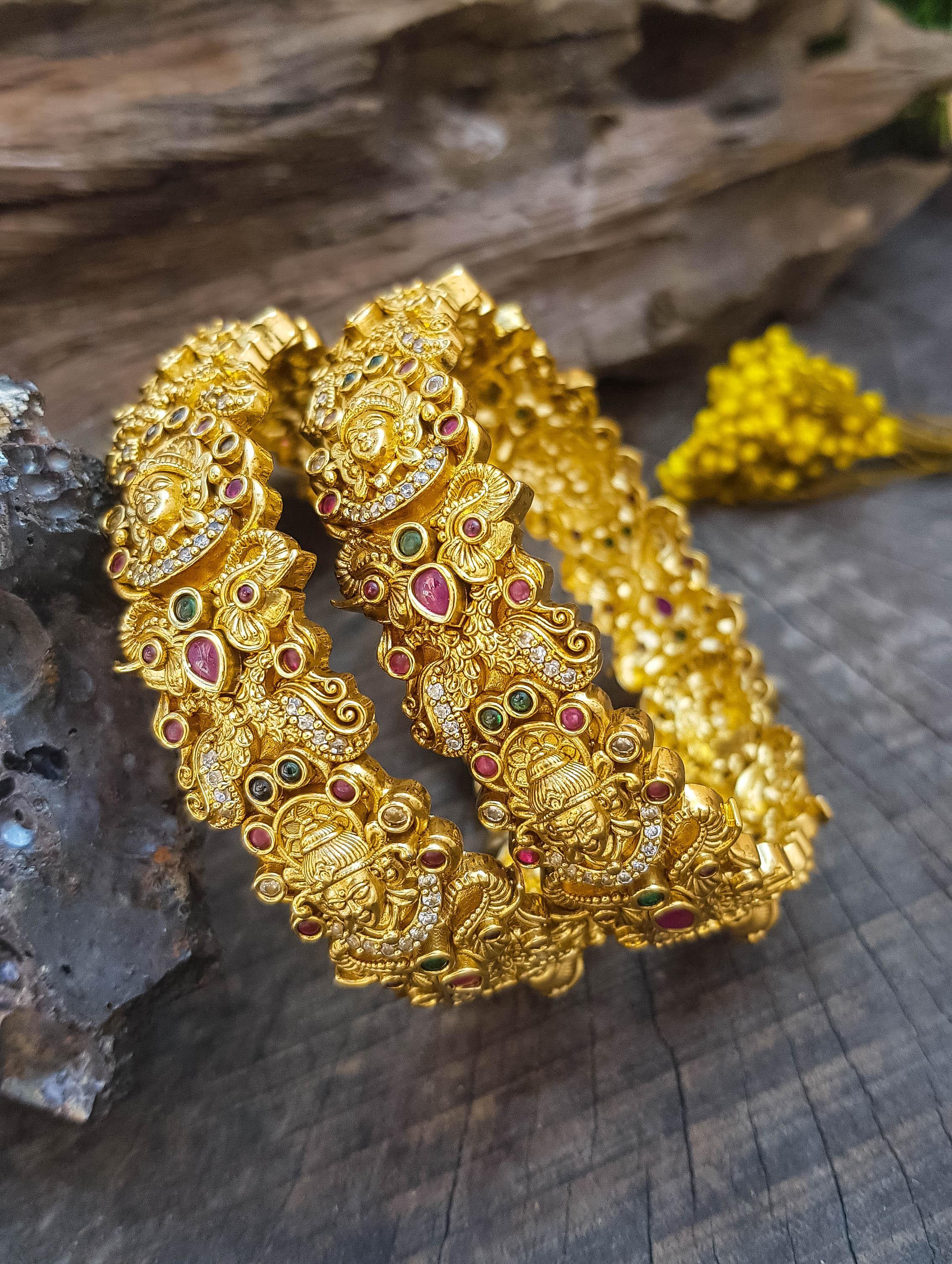 Buy Gold plated Imitation Jewelry Set of Stone Bangles Online Griiham