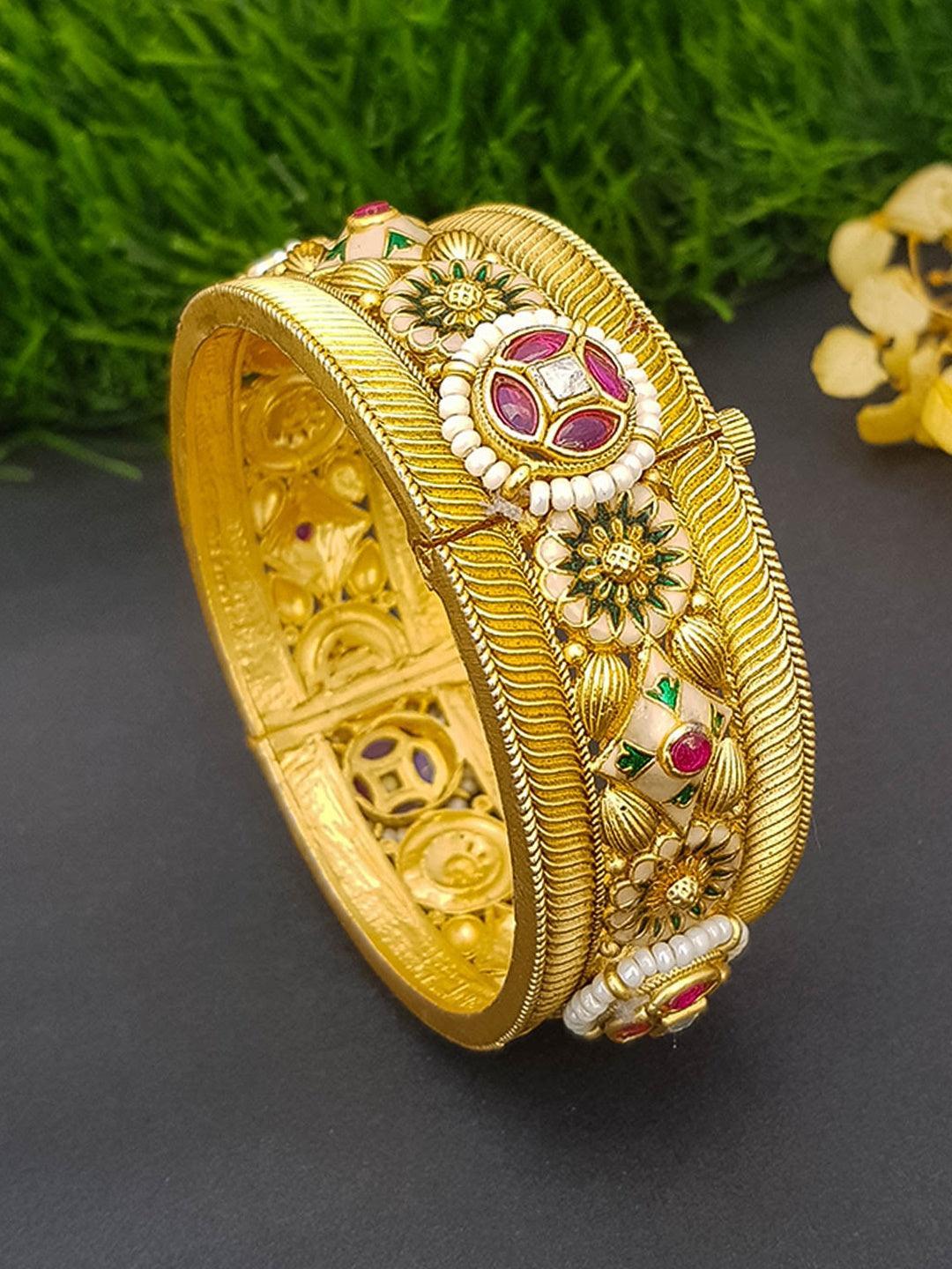Buy Gold Plated Imitation Jewelry AD stone Sleek Kada Bangle online-Griiham