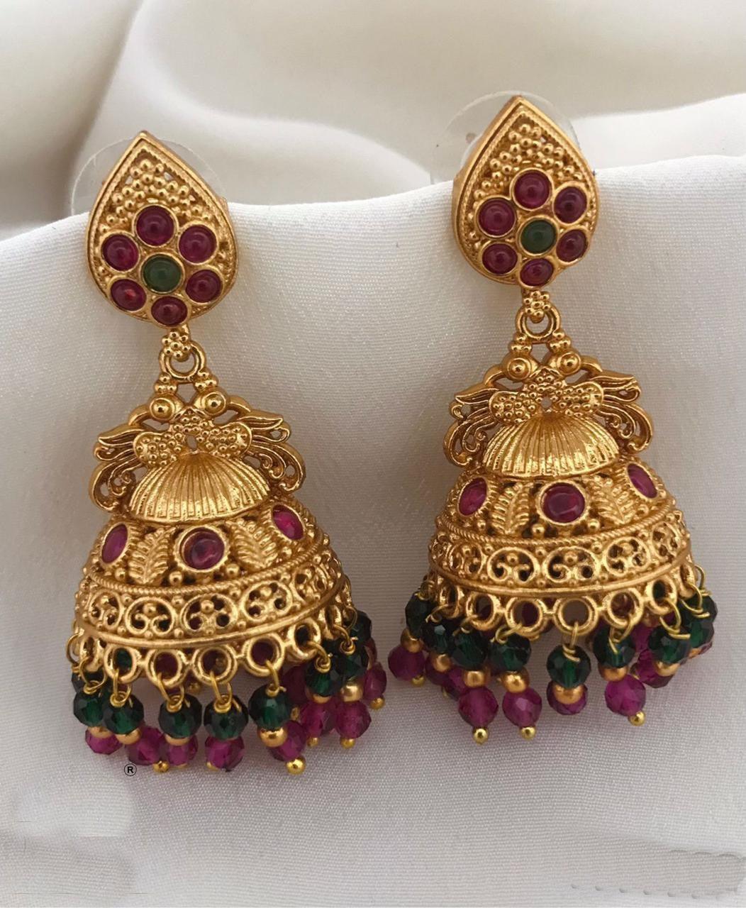 Buy Gold plated AD Stone Jhumka Earrings online by Griiham