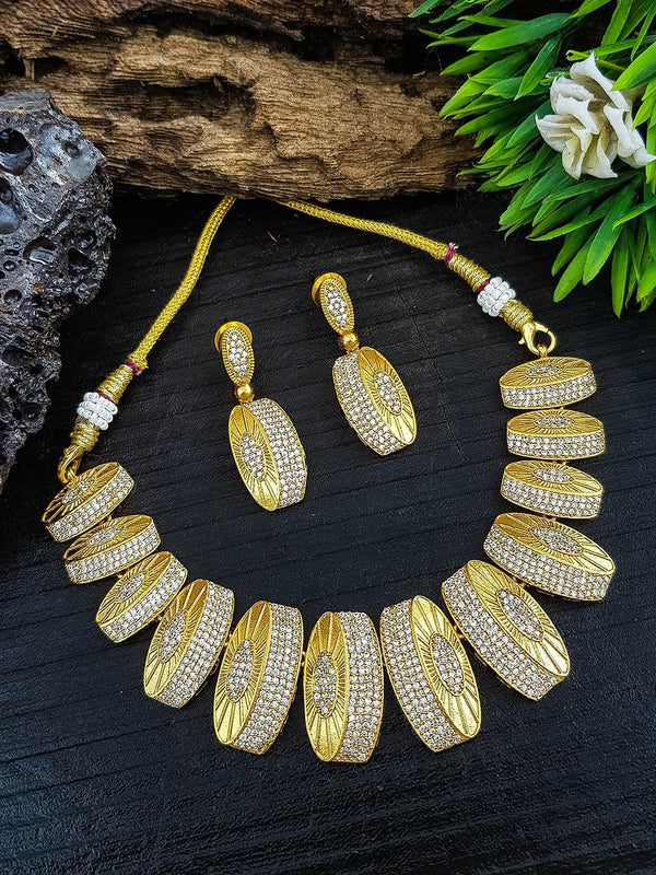 Buy gold plated CZ Short necklace set online by Griiham