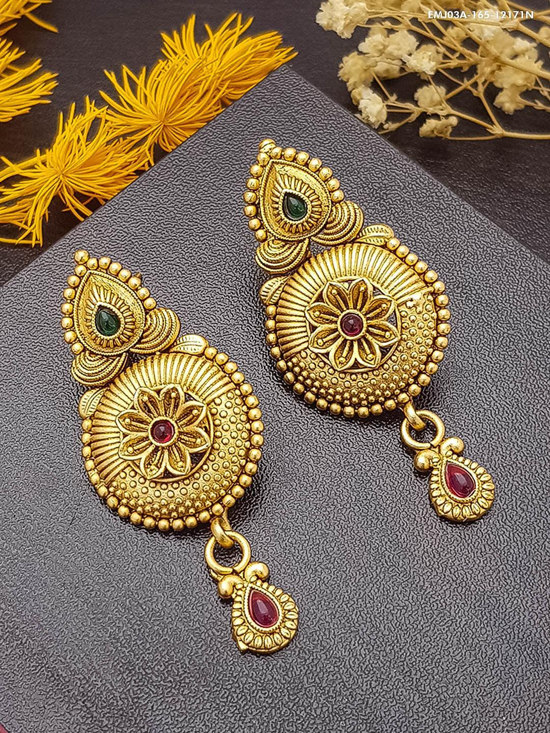 Traditional Latest Gold Jhumka Earrings Design Images Buy Gold Plated Imitation Jewelry Real AD Stones Daily Wear Jhumka Earrings Online Griiham