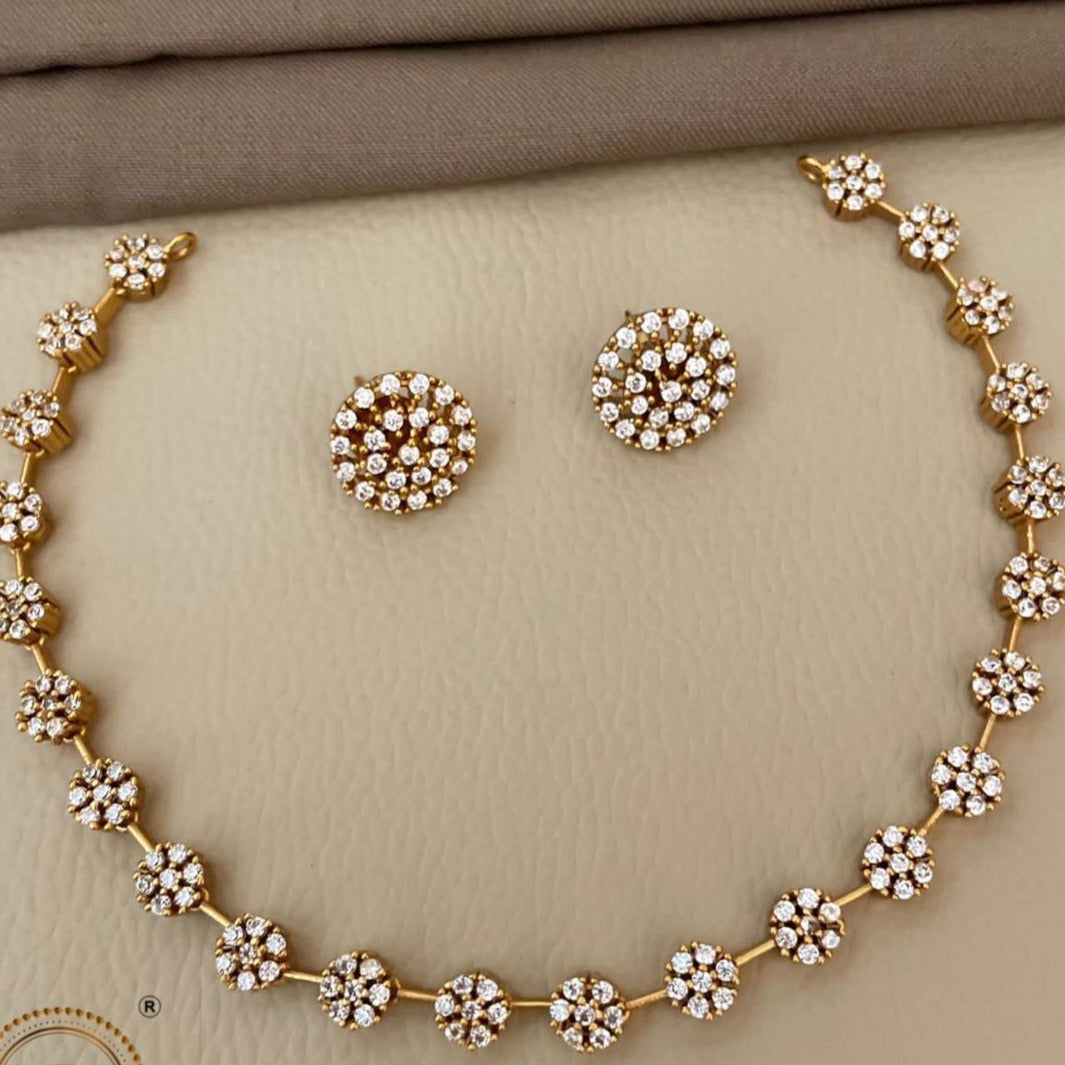 High Premium Gold plated designer Necklace with cz  stone 12019N
