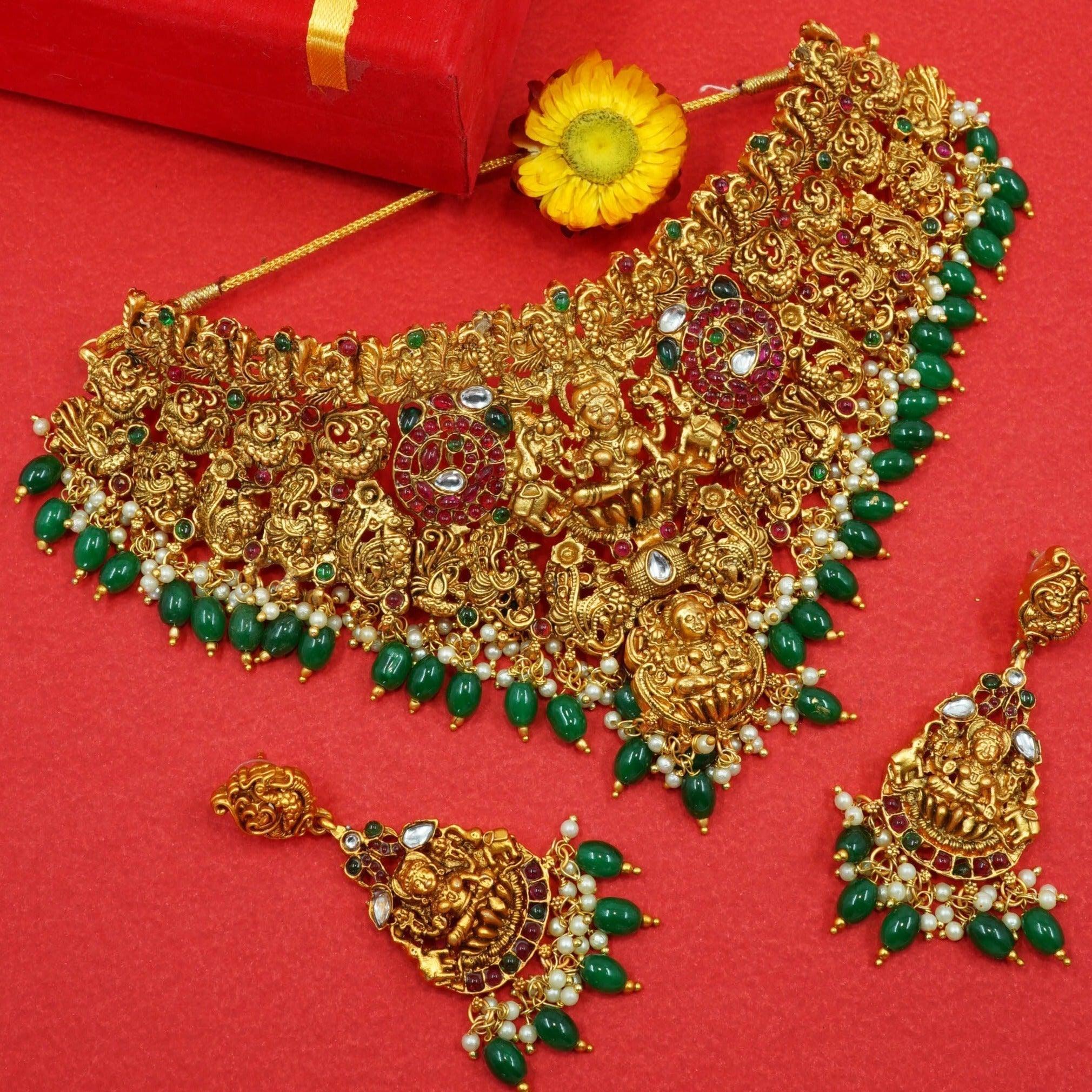 Laxmi Broad choker necklace set 8134N - Main Image