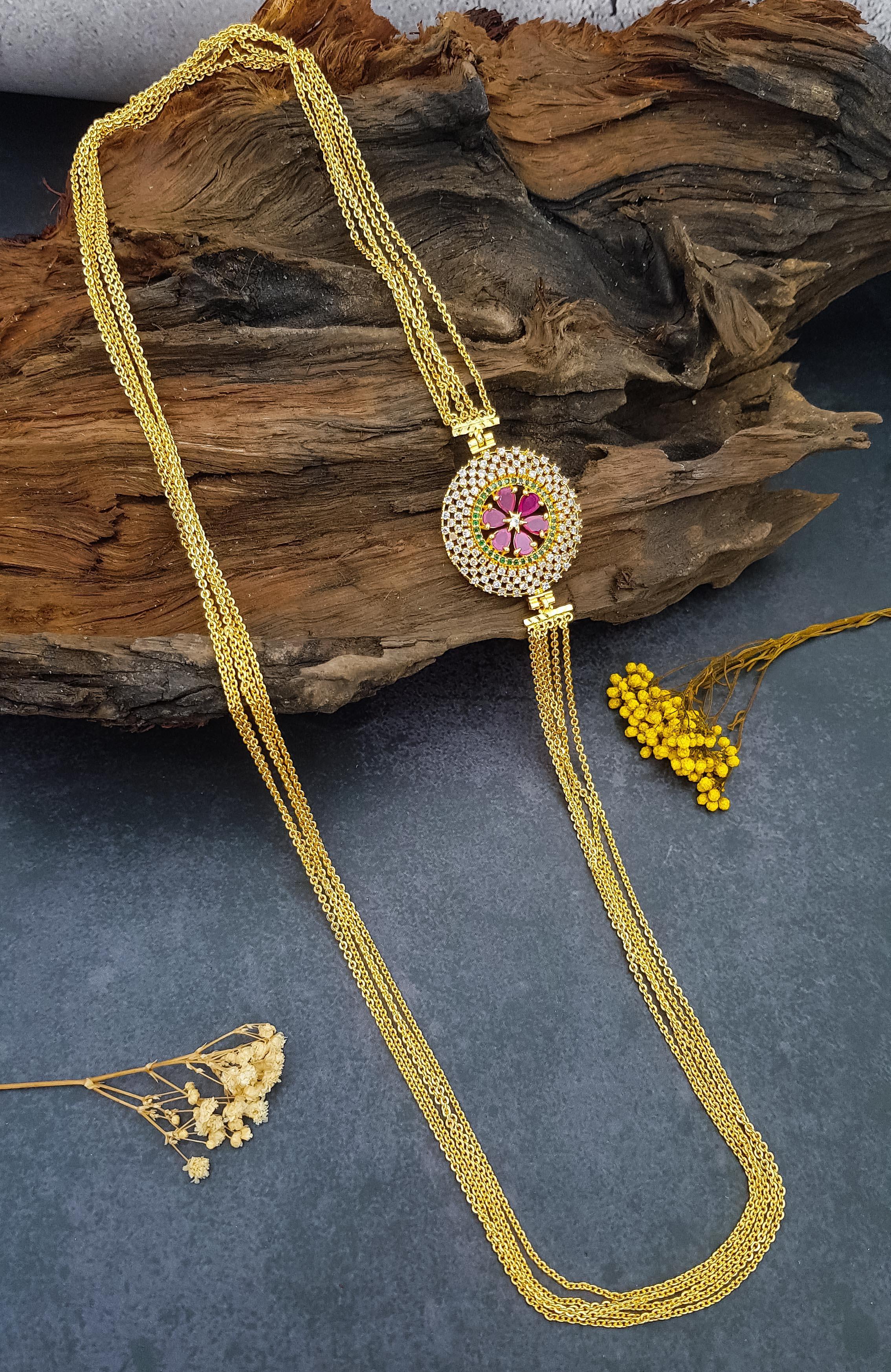 Mopu Chain Mangalya Chain With Side Pendant Microgold Plated