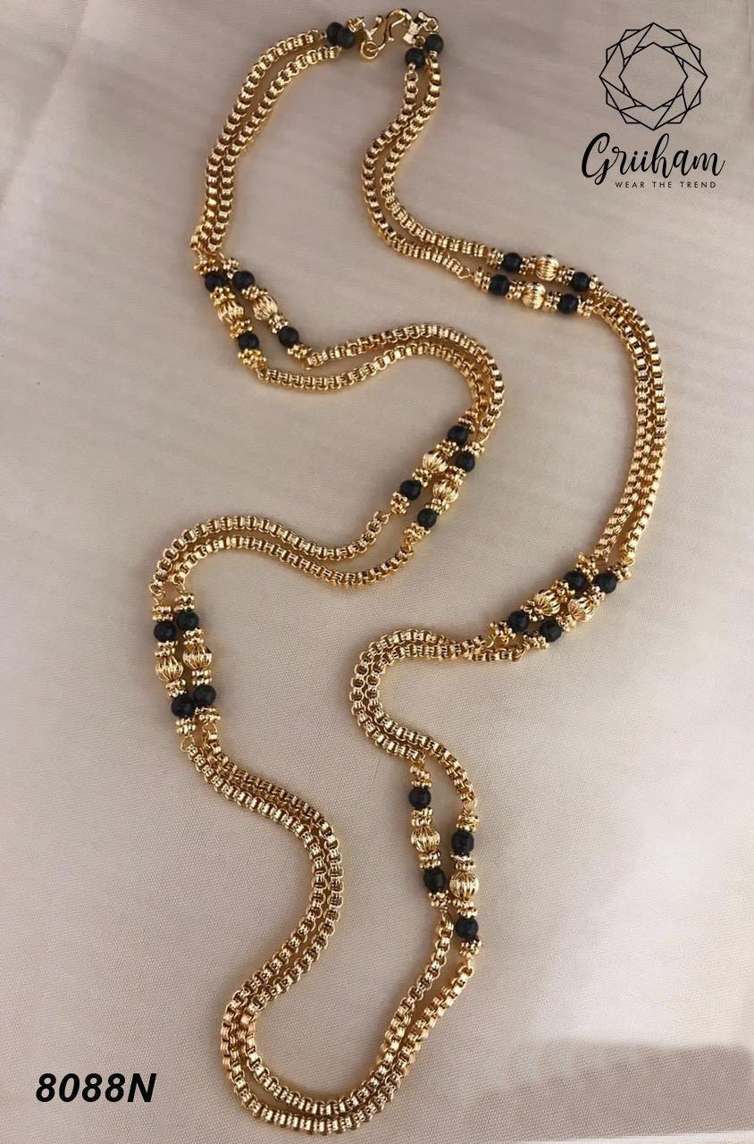 Buy Micro Gold plated Black Beeds Chains Online by Griiham