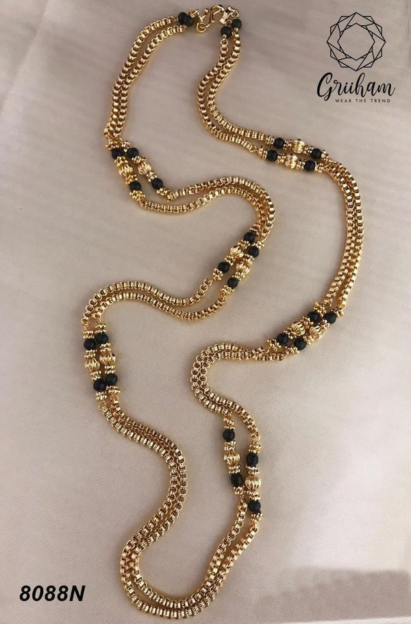 Buy Micro Gold plated Black Beeds Chains Online by Griiham