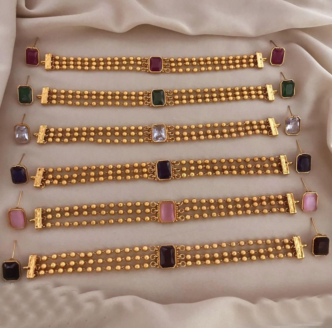 Monalisa stone premium simple choker /necklace set 9488N