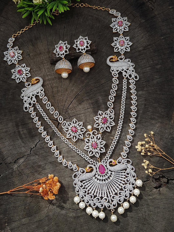 Griiham Cz Necklace Sets Online Pendant Cz Long Haram With Price