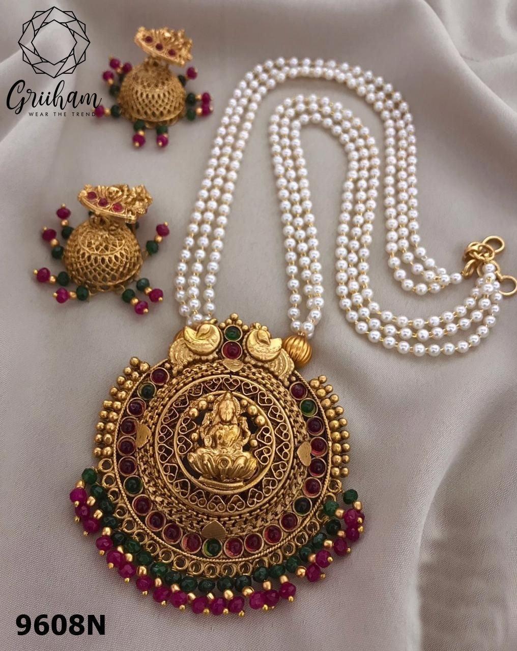 Lakshmi Pendant Gold Pendant Designs With Pearl Buy Gold Plated