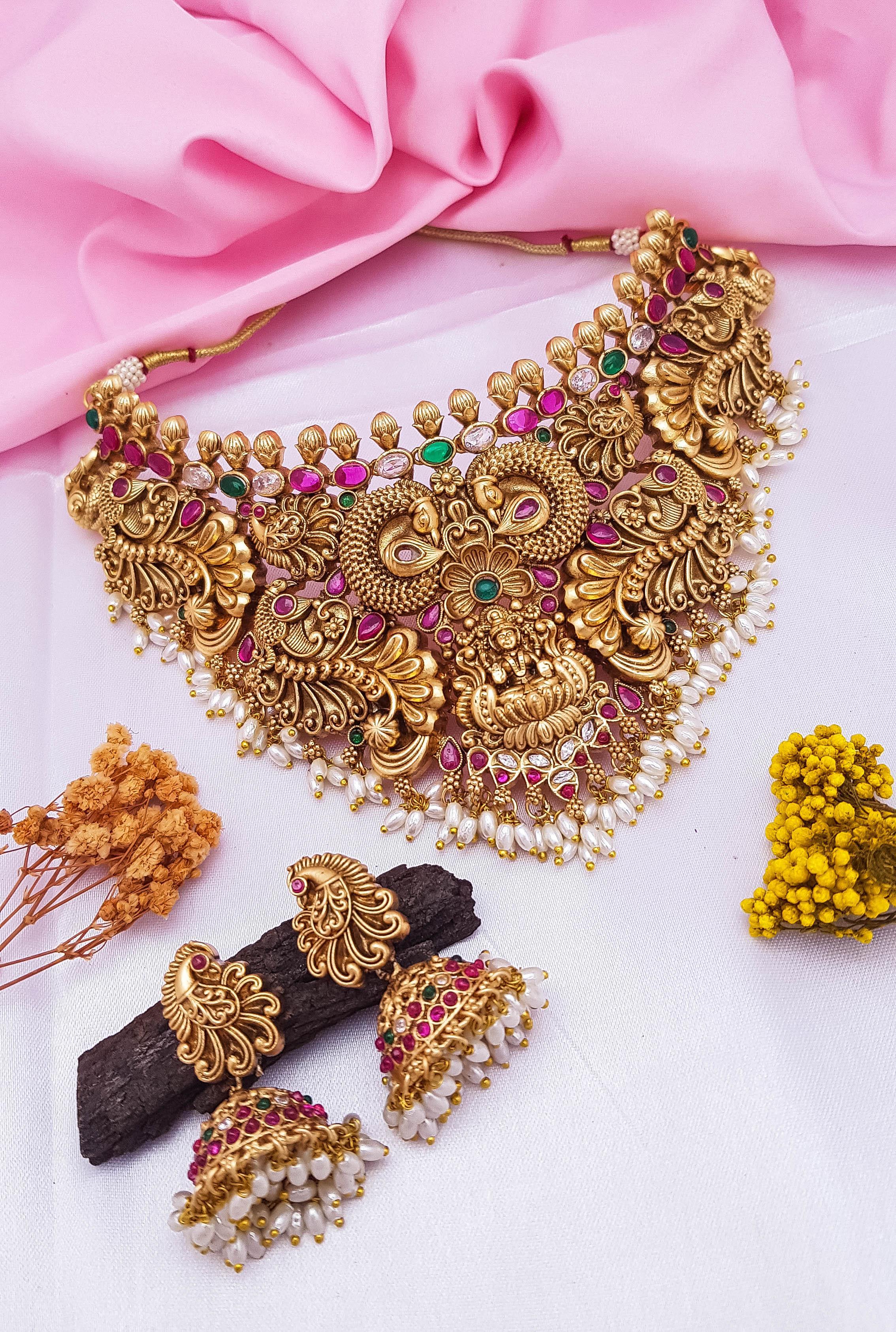 Bridal Necklace Set Big Choker Necklace Gold Bridal Choker Gold