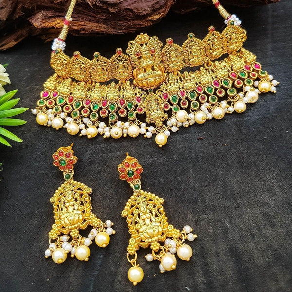 Premium Gold Plated Grand Choker with pearl drop 8906N-1 – Griiham