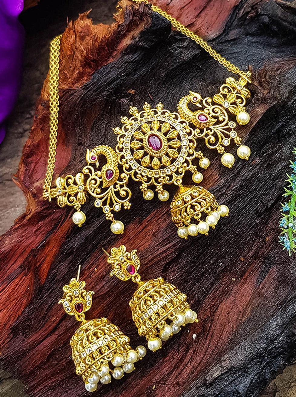 Buy Gold plated Imitation Jewelry Set AD Jhumka Earring Griiham
