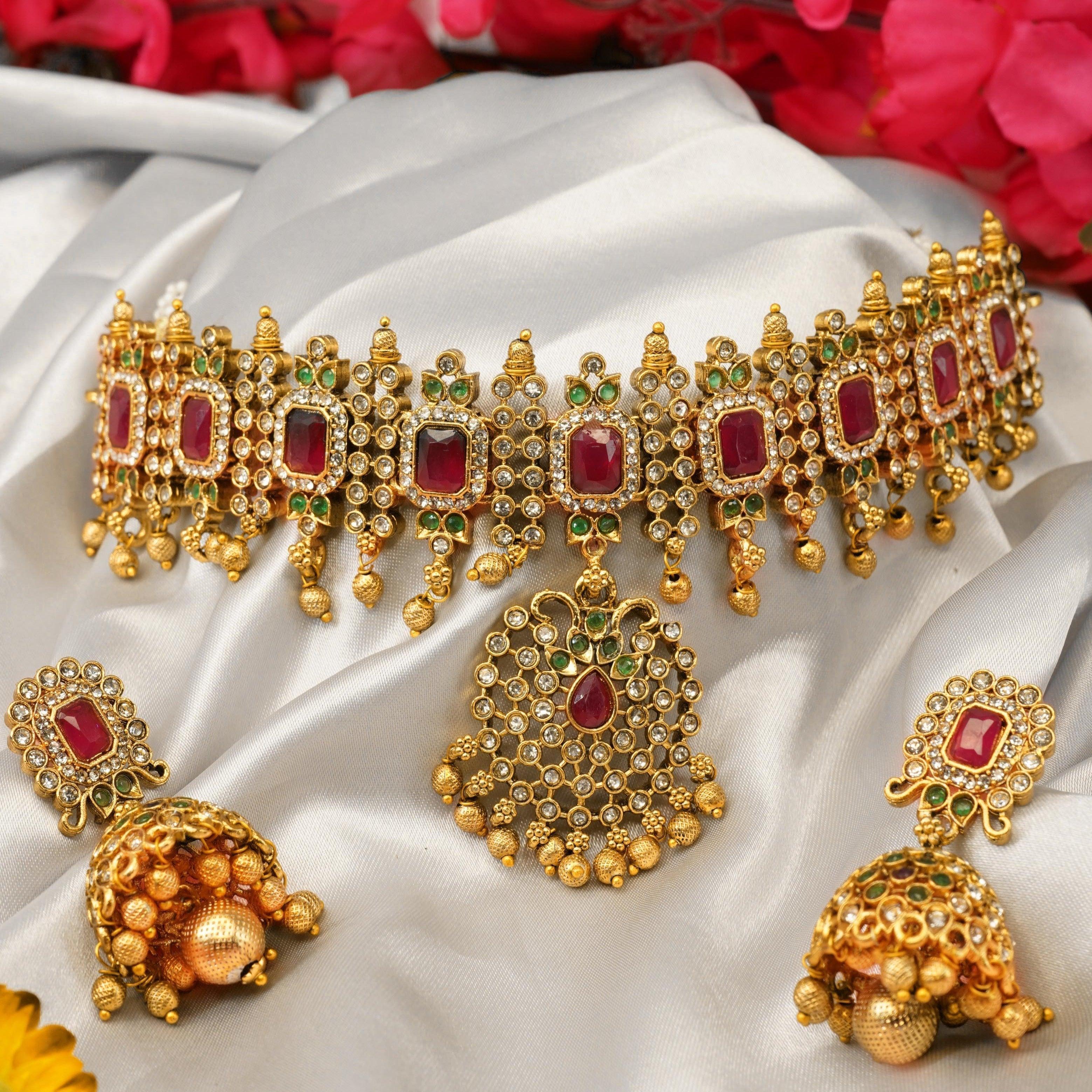 Buy Gold plated Imitation Jewelry Set Layered Laxmi Necklace Griiham