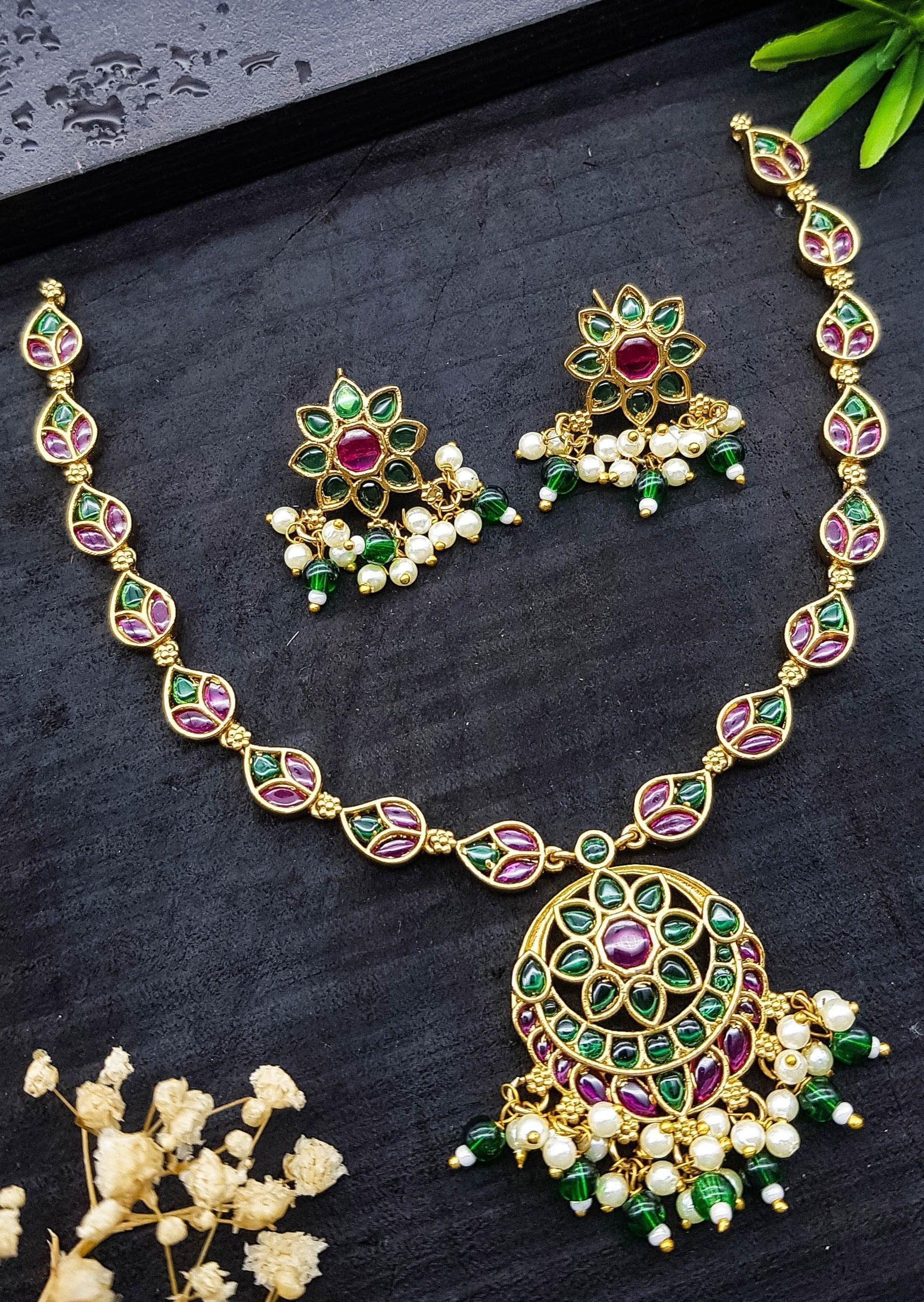 Buy Gold plated CZ Necklace Set online by Griiham