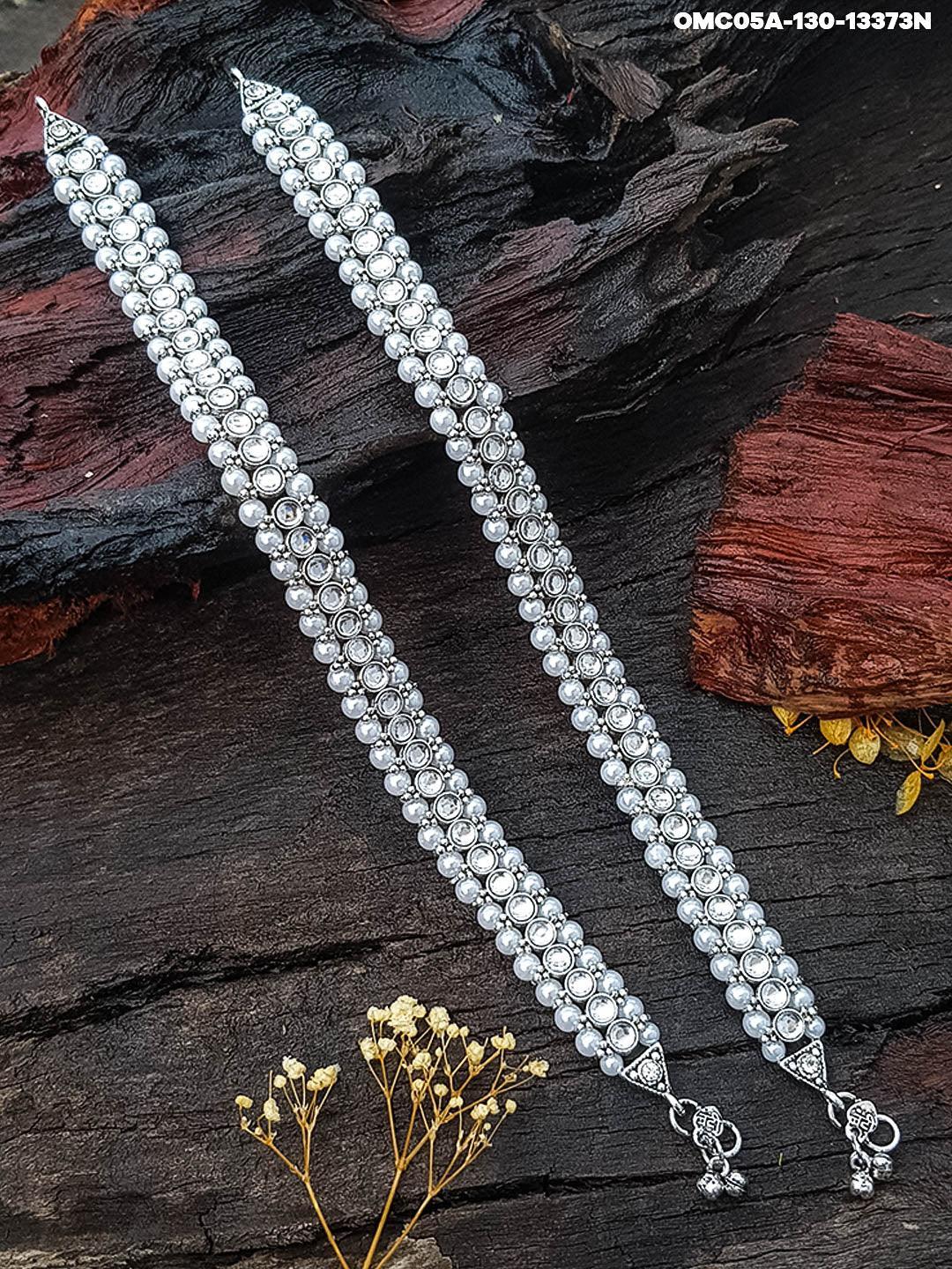 Premium White Gold Finish Delicate Designer Anklet /Payal 13373N