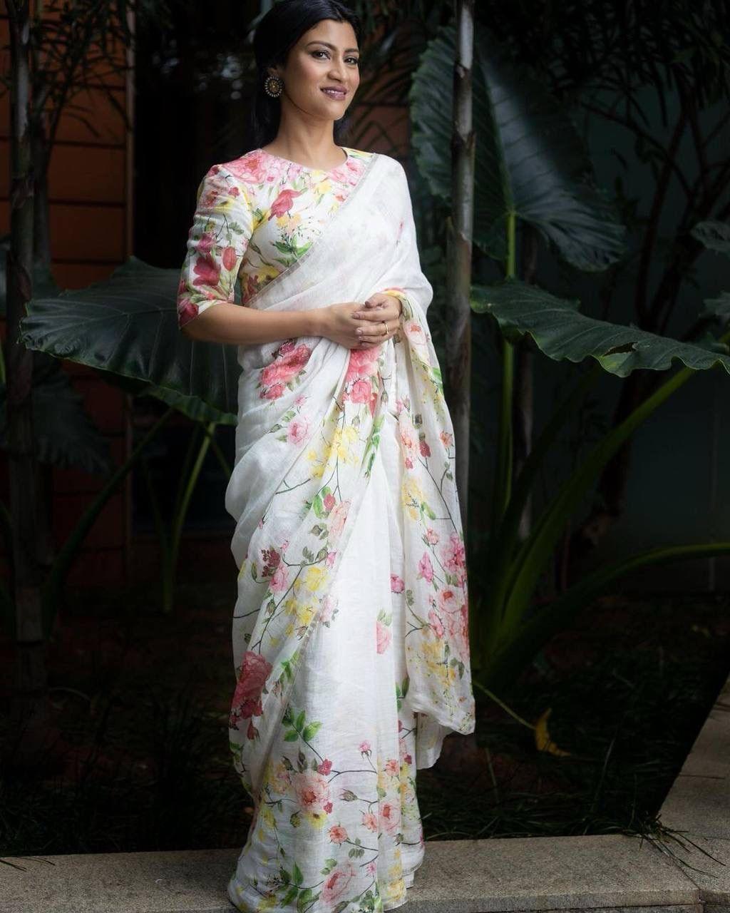 Beige - Hand Block Print Pure Mul Cotton Jaipur Saree 01