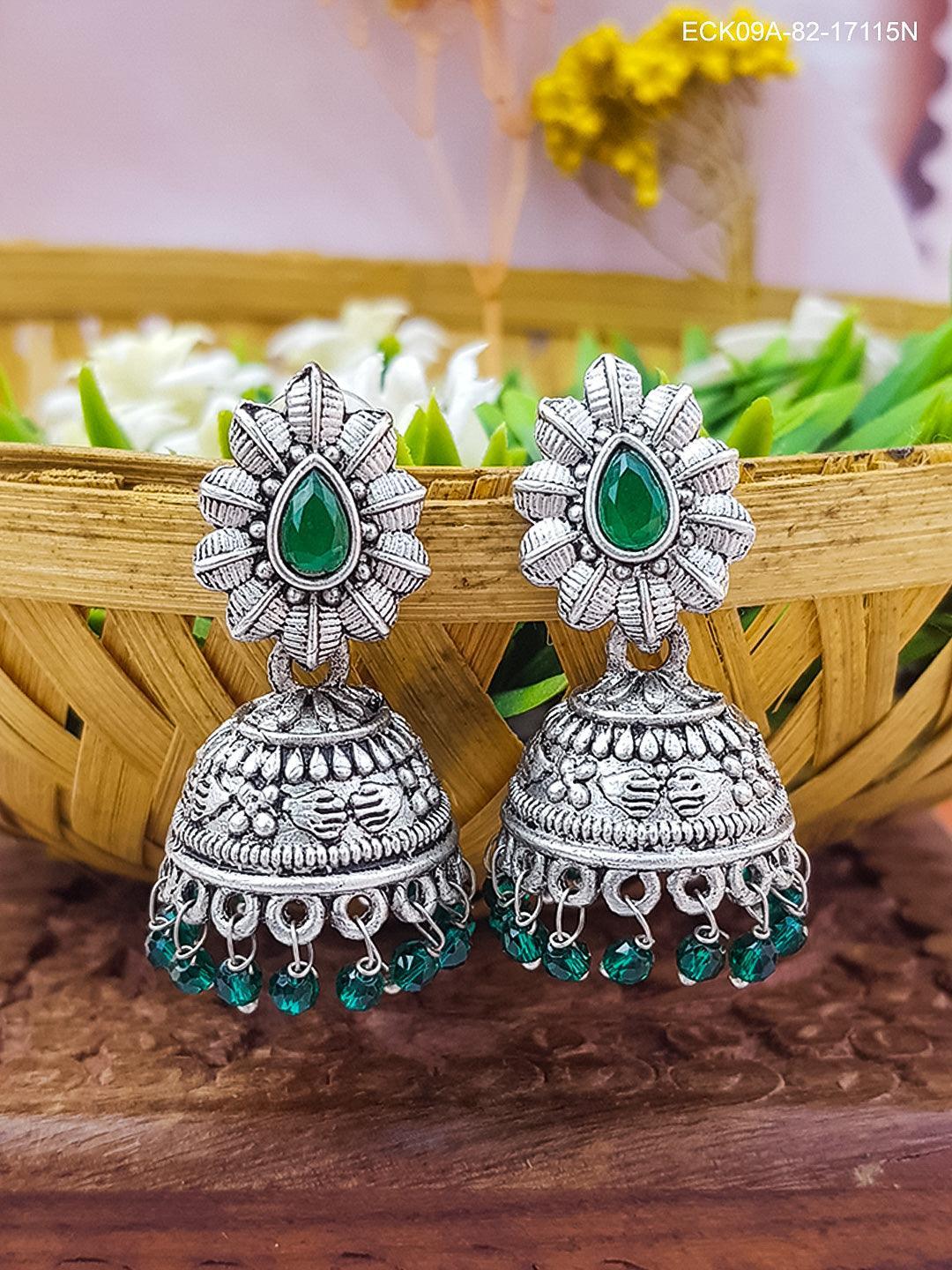 Silver Jhumka Jhumka Earrings Under 200 Buy Silver Plated Oxidised