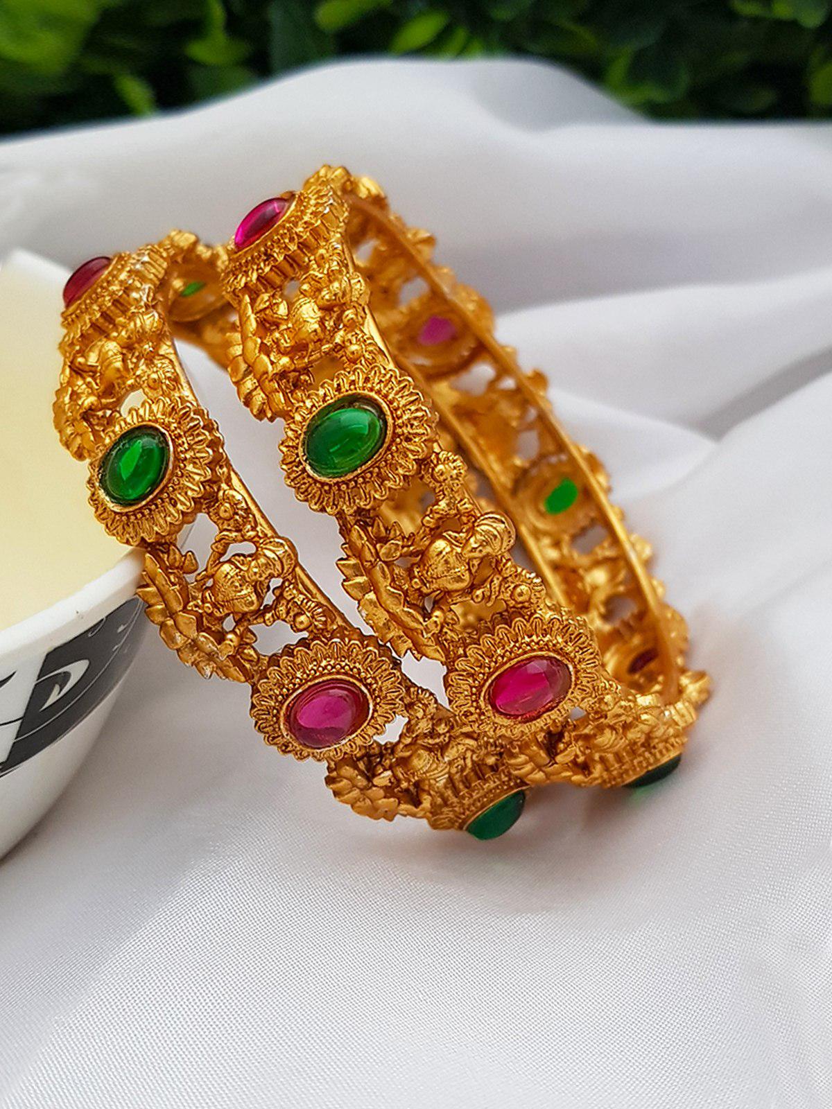 Gold-Plated-Set-of-2-Bangles-with-AD-stones-6966A