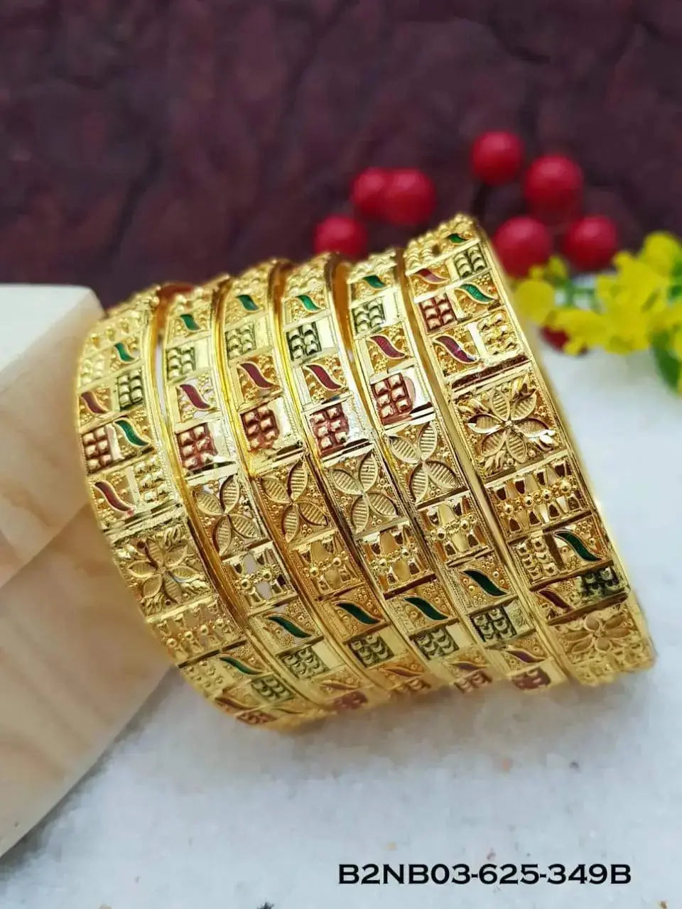 Handmade Designer Special /Dubai bangles with one gram gold plating set of 6 M1506