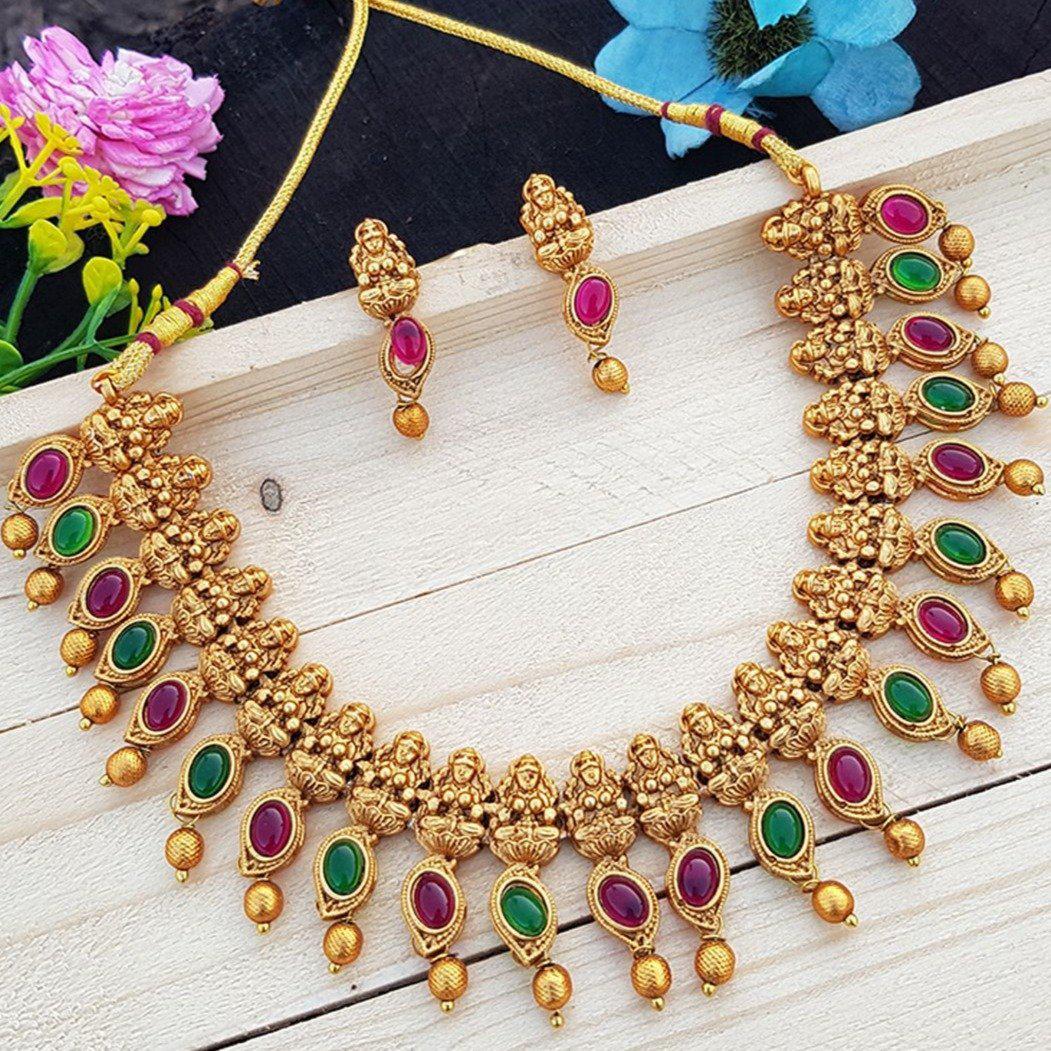 PEAR SHAPED STONES MULTICOLOR NECKLACE NNJ10-143-5161N