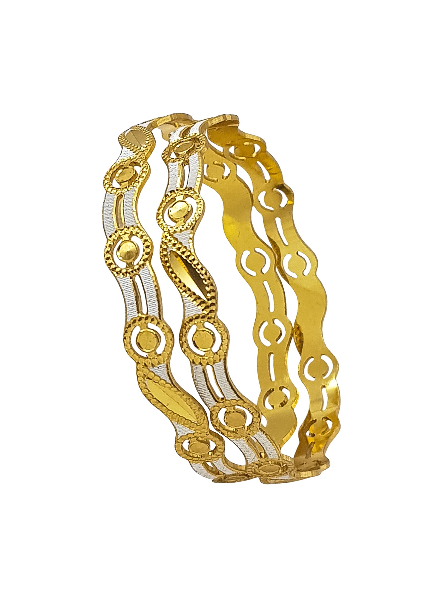 Italian Light weight White gold and Gold Mix Brass bangles with gold plating