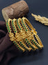 Gold Plated Set of 4 Green Stone Temple Bangles