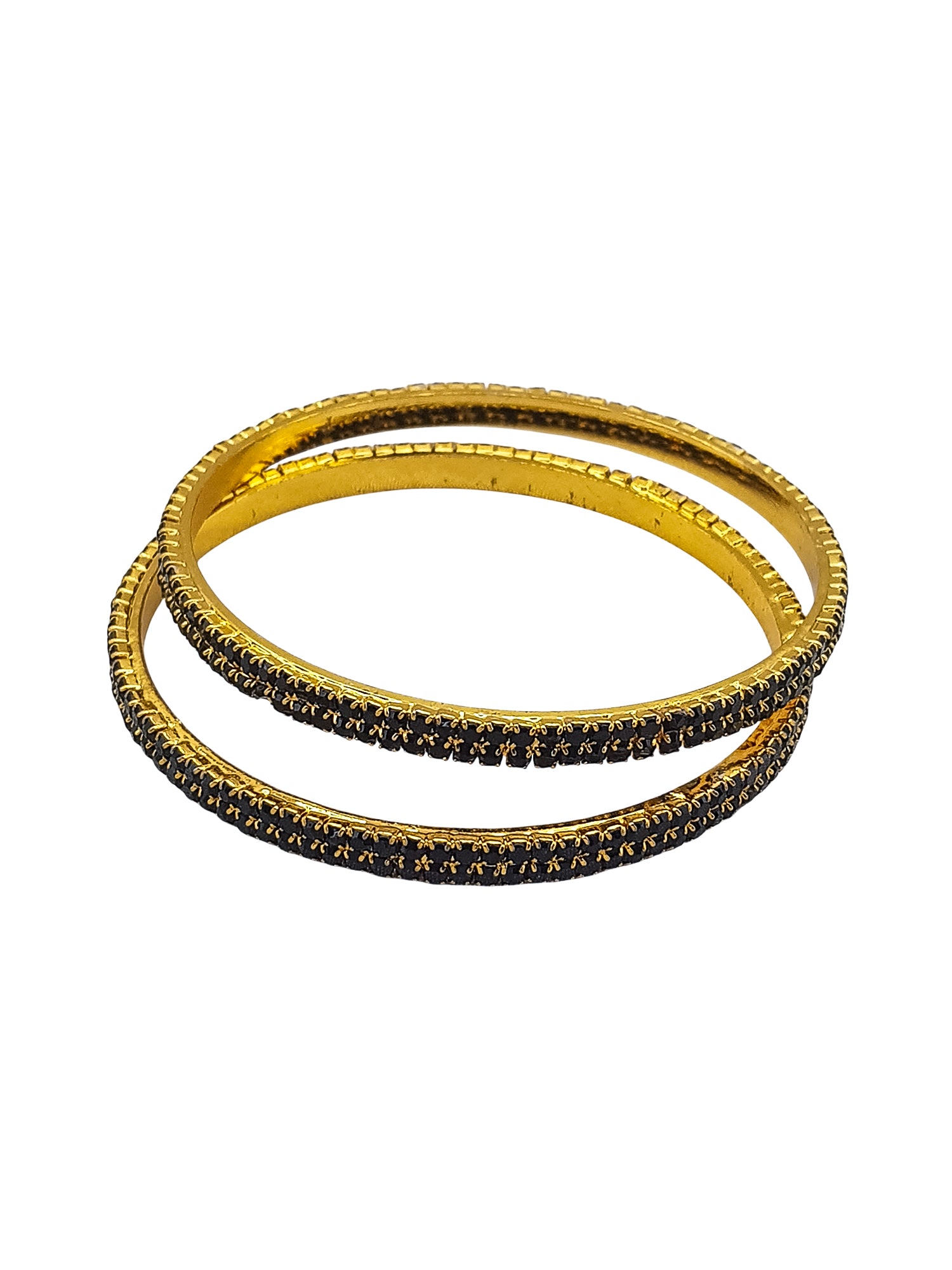 Italian Light Gold Brass bangles with gold plating and black stones