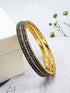 Italian Light Gold Brass bangles with gold plating and black stones
