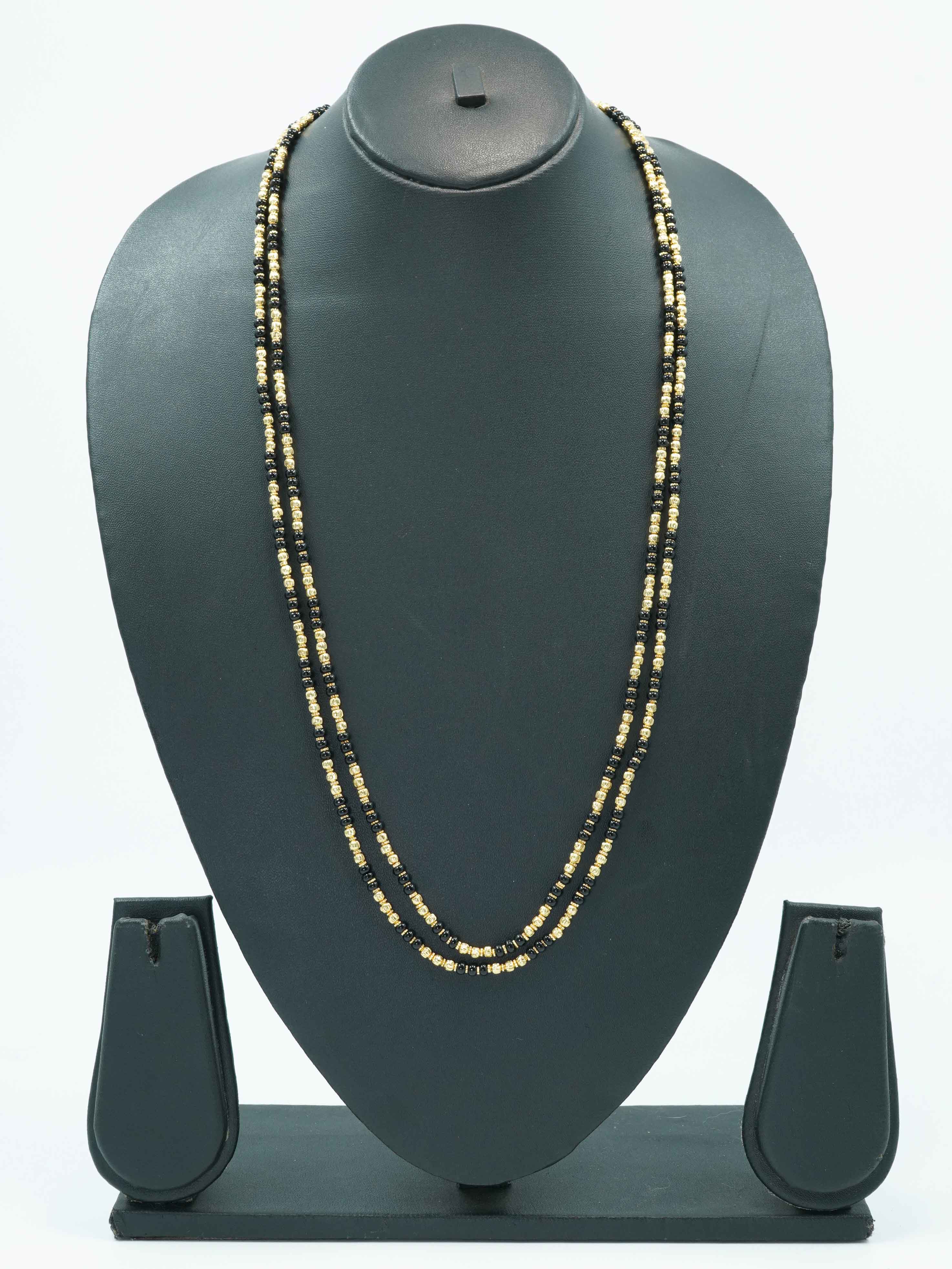 1 gm Micro gold plated 2 Line designer 30 incheschain with black beads 10646N