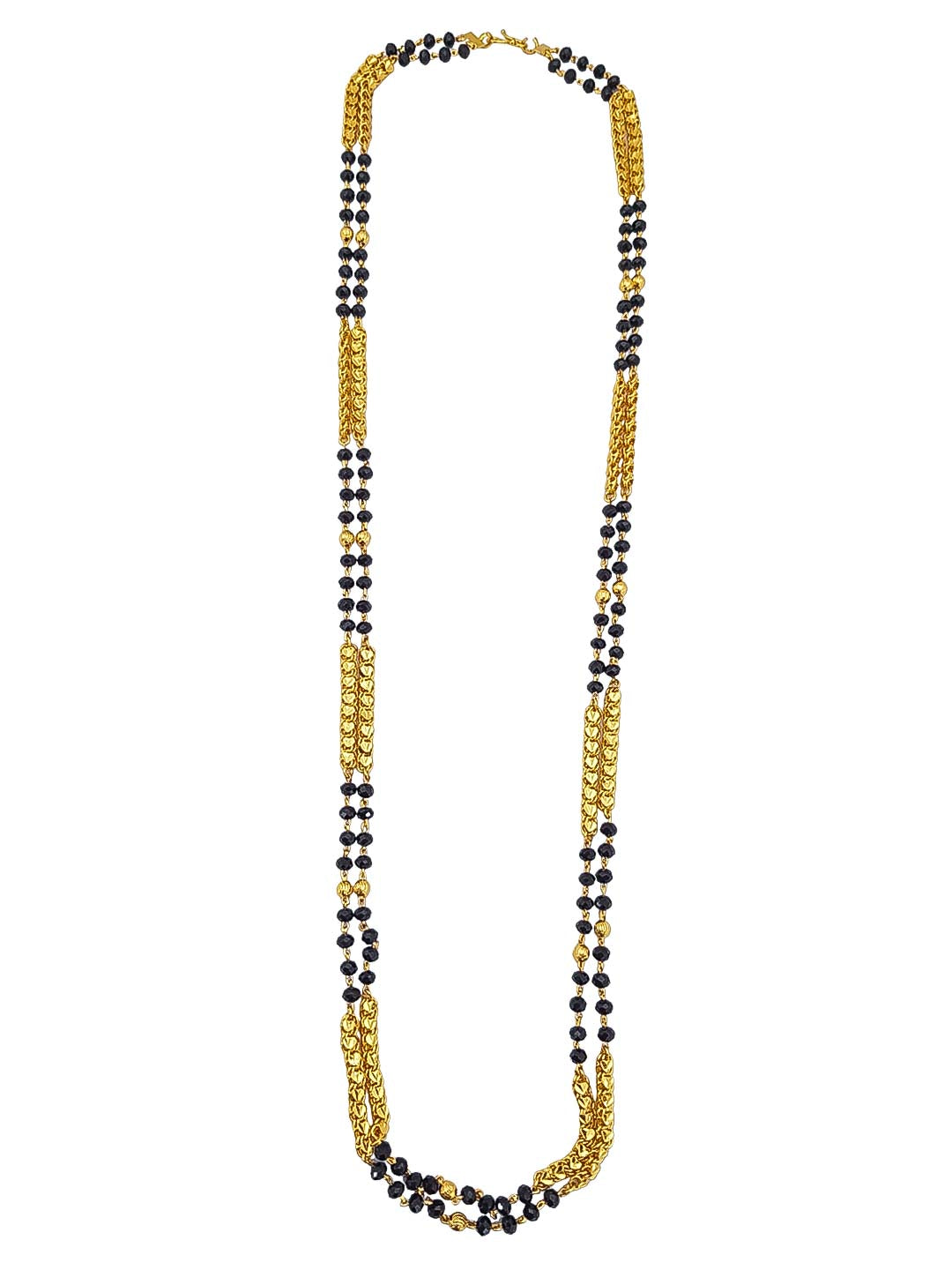 1 gm Microgold plating Black beads chain 30 inches 17358N