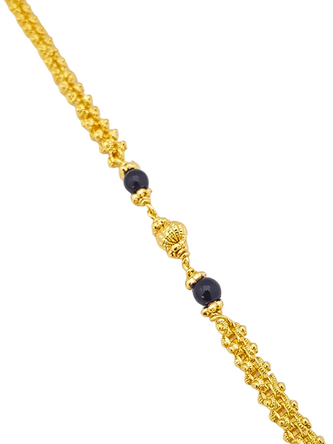 1 gm Microgold plating Black  beads chain 30 inches 17359N