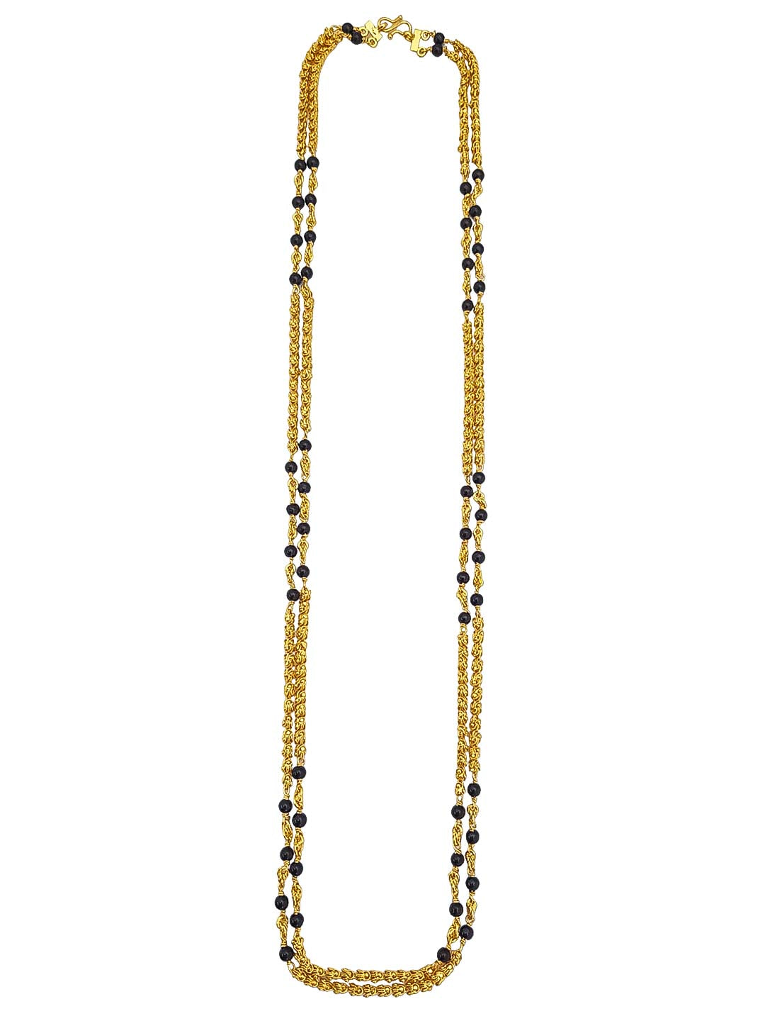1 gm Microgold plating Black beads chain 30 inches 17362N