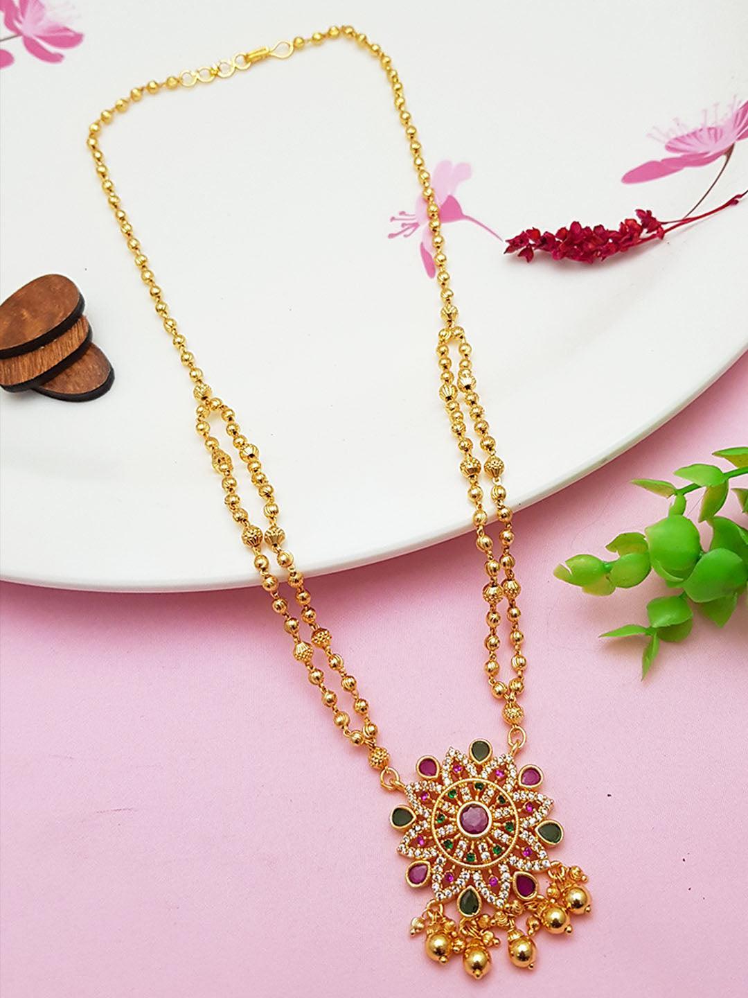 1 gm Microgold plating Floral mutlicolor Mangalya chain 18 inches (extendandable to 21 inches also) 7795N-Mangalsutra-Griiham-Griiham