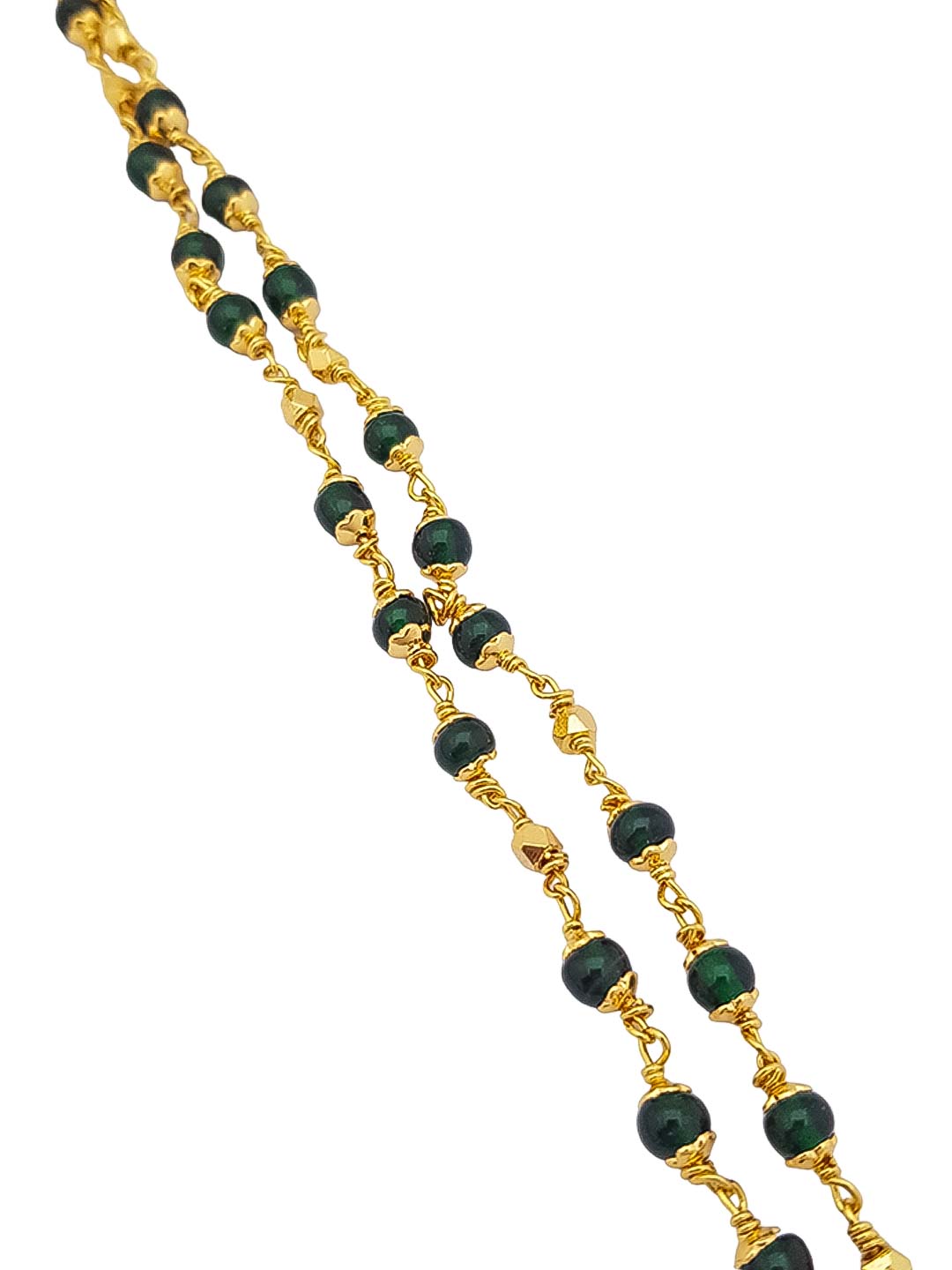 1 gm Microgold plating Green beads chain 30 inches 17356N