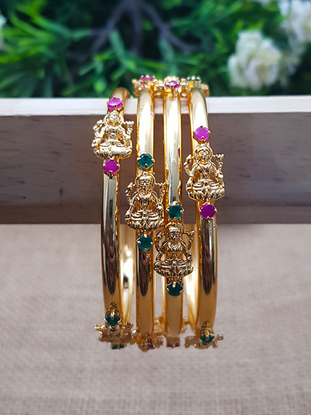 1 gm Microgold plating Laxmi mutlicolor set of 4 bangles 7800N-Designer Bangles-Griiham-2.4-Griiham